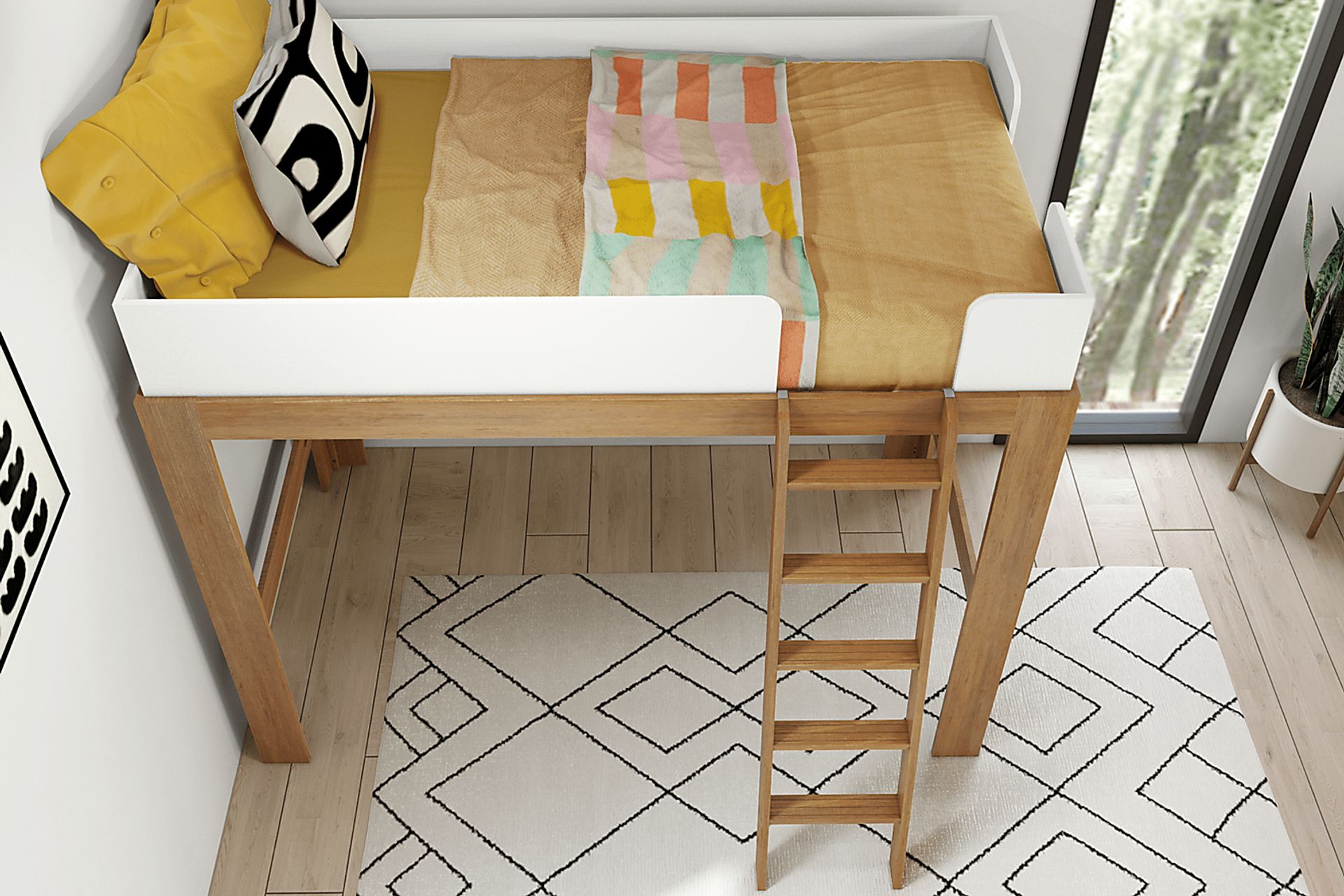 Kids Josefa II Pecan White Twin Loft Bed - Image 5