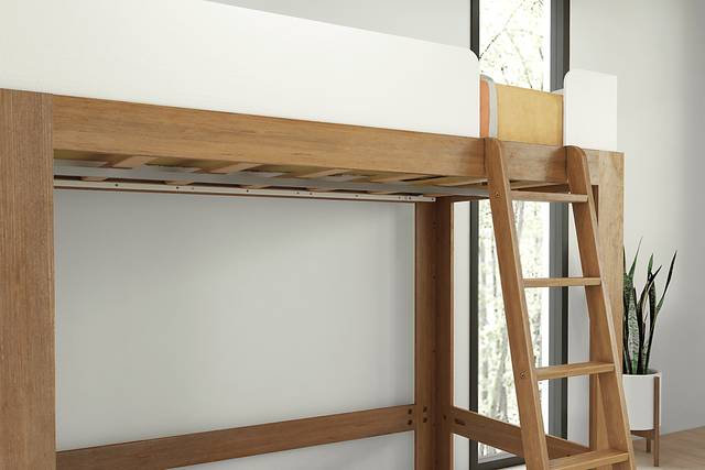 Kids Josefa II Pecan White Twin Loft Bed - Thumbnail - Image 6
