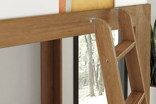 Kids Josefa II Pecan White Twin Loft Bed - Thumbnail - Image 8