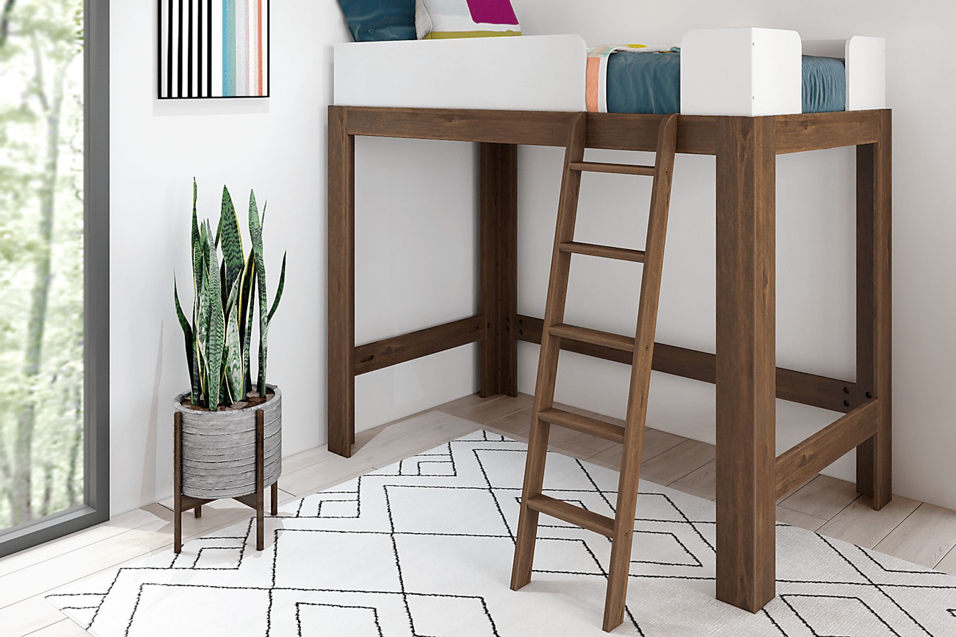 Kids Josefa II Walnut White Twin Loft Bed - Image 2