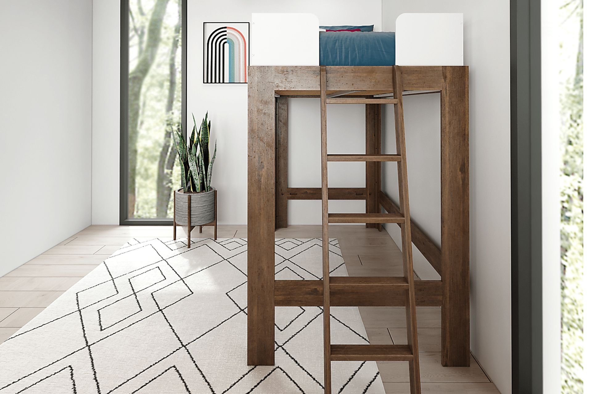 Kids Josefa II Walnut White Twin Loft Bed - Image 4