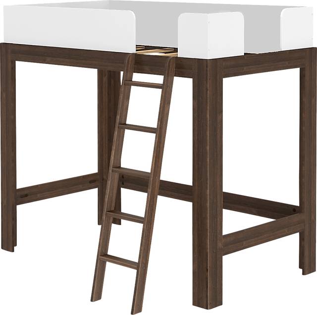 Kids Josefa II Walnut White Twin Loft Bed - Thumbnail - Image 1