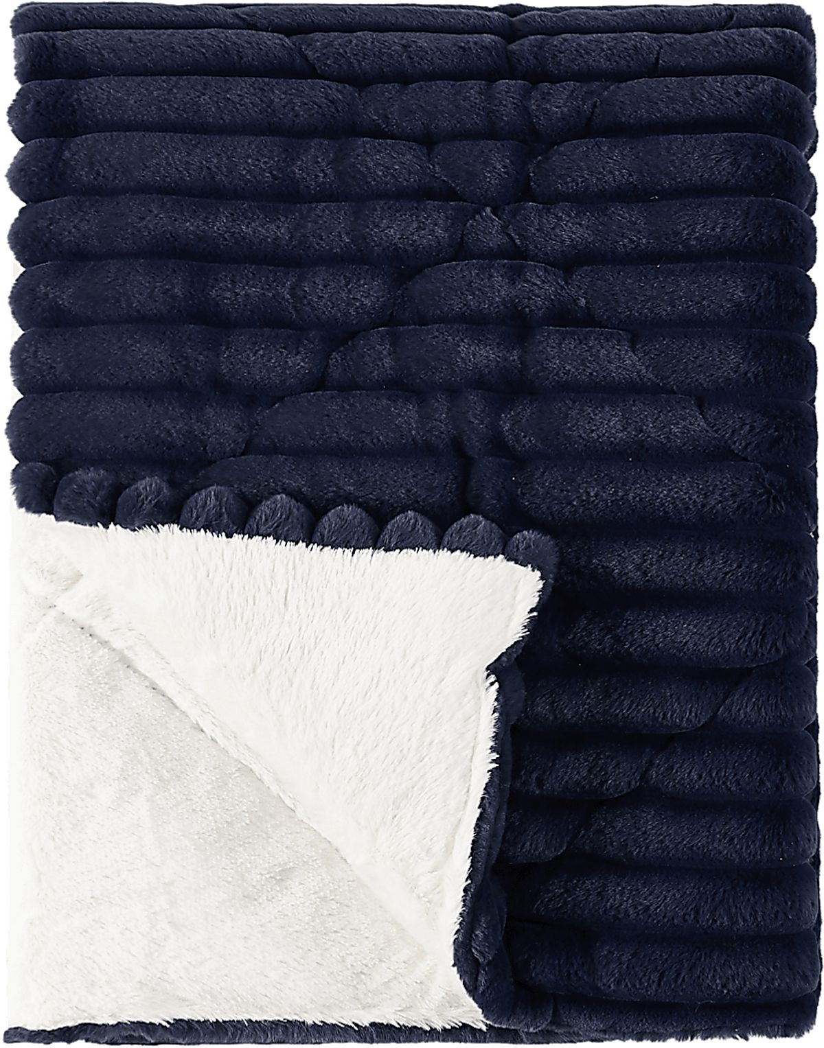 Josip Navy Blue Polyester Fabric Faux Fur Throw Rooms to Go