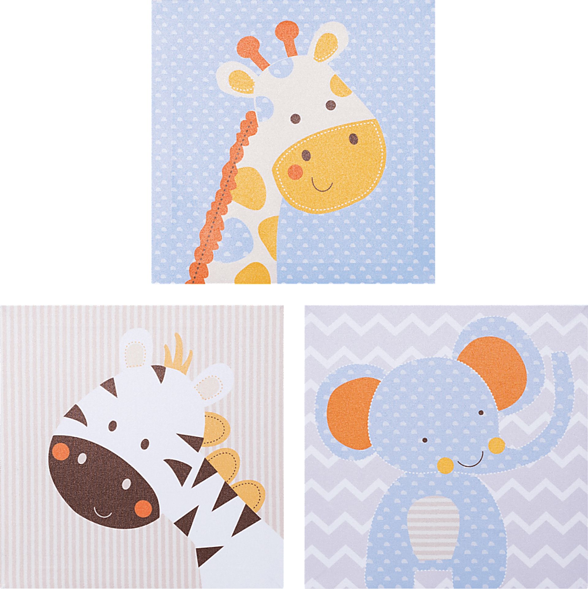 Kids Jungle Whimsey Blue 3 Pc Artwork - Image 1