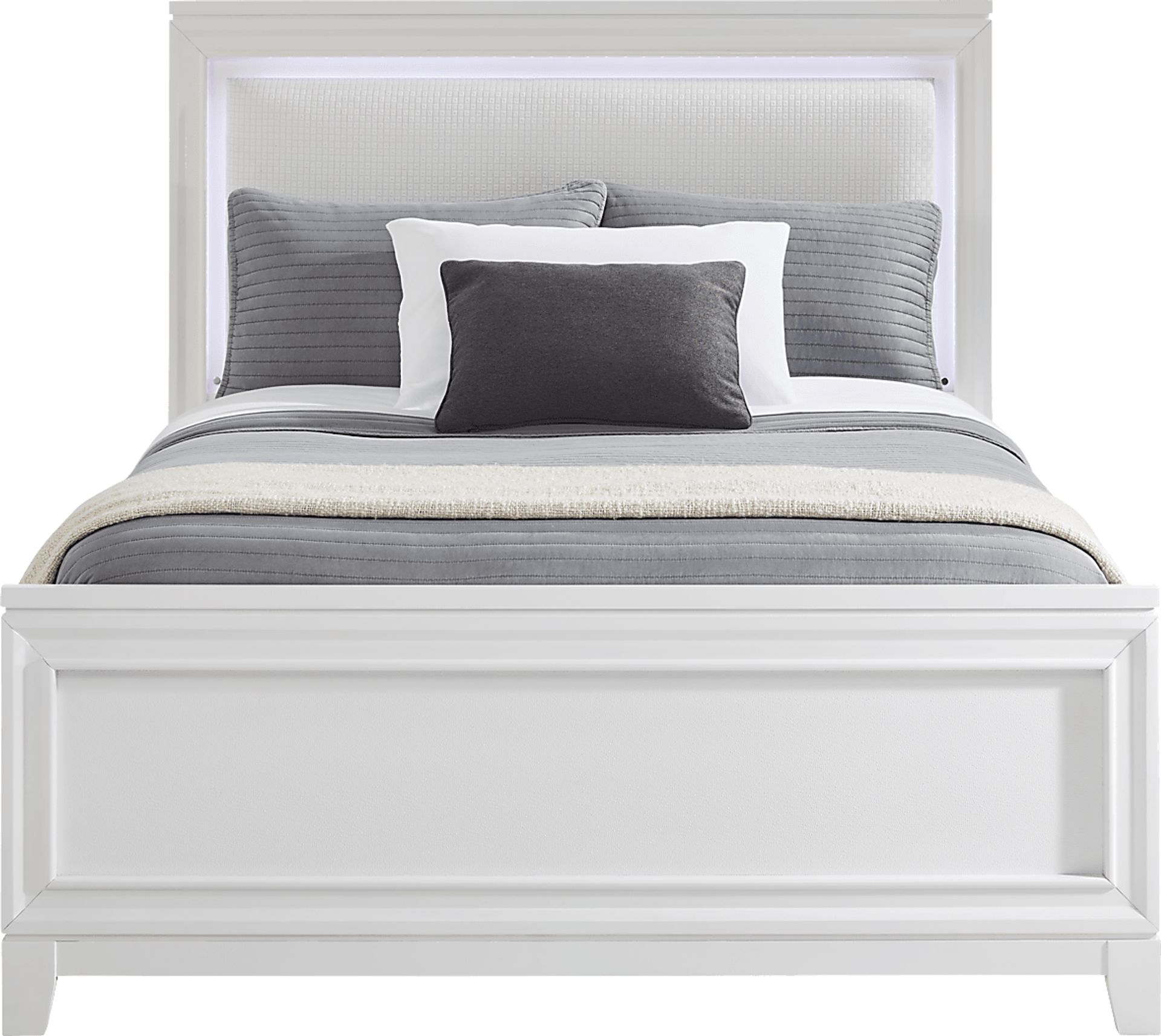 Kids Juno White 5 Pc Full Lighted Upholstered Bedroom - Image 4