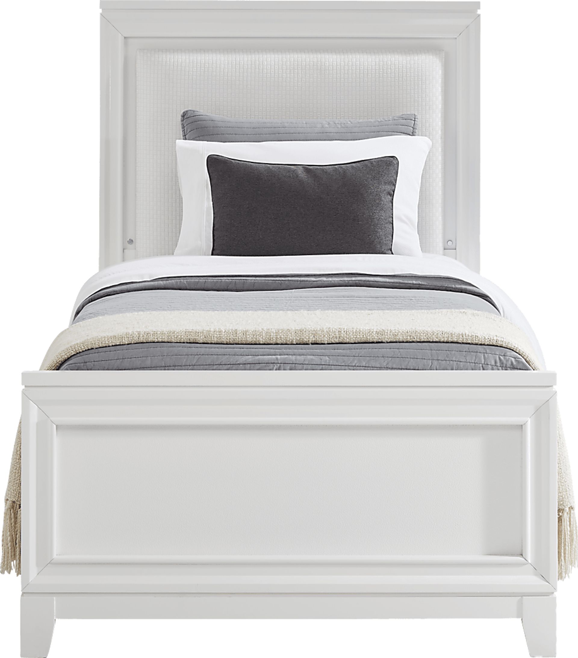 Kids Juno White 5 Pc Twin Lighted Upholstered Bedroom - Image 5