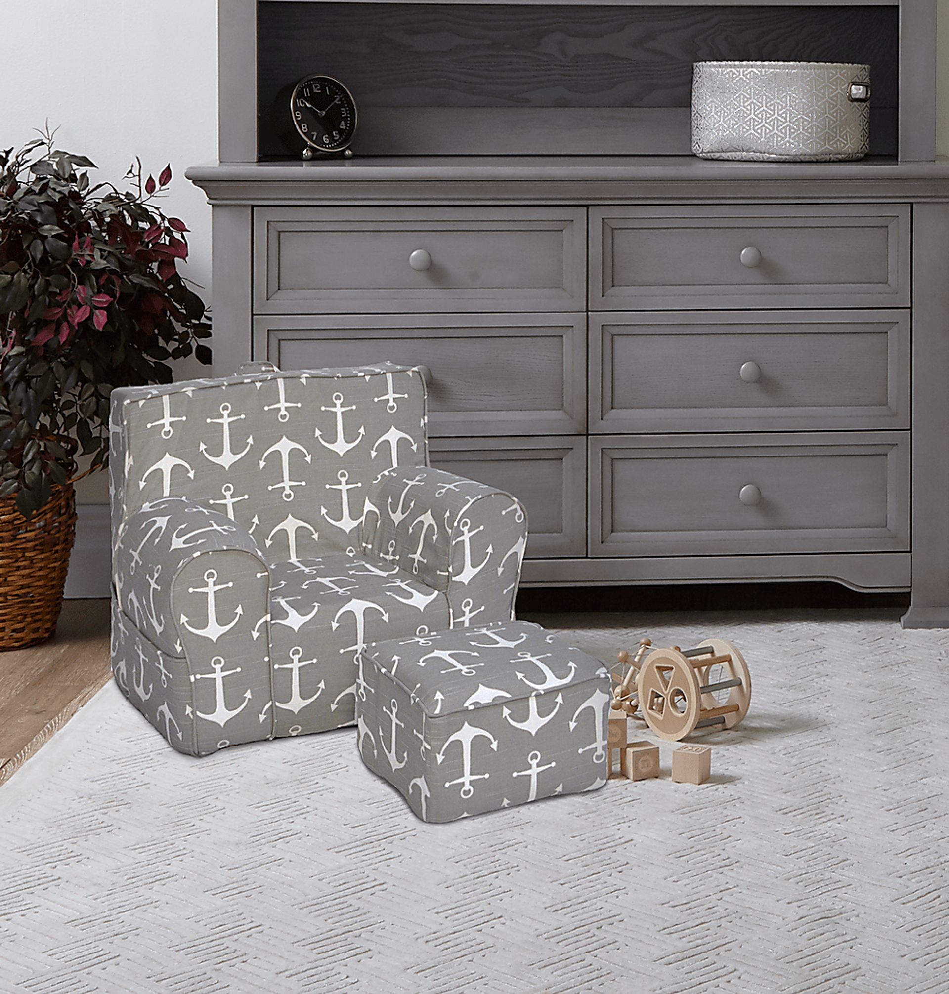 Kids Karlotta Gray Chair & Ottoman Set - Image 2