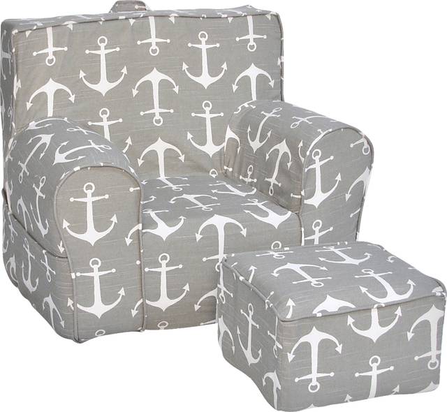 Kids Karlotta Gray Chair & Ottoman Set - Thumbnail - Image 1