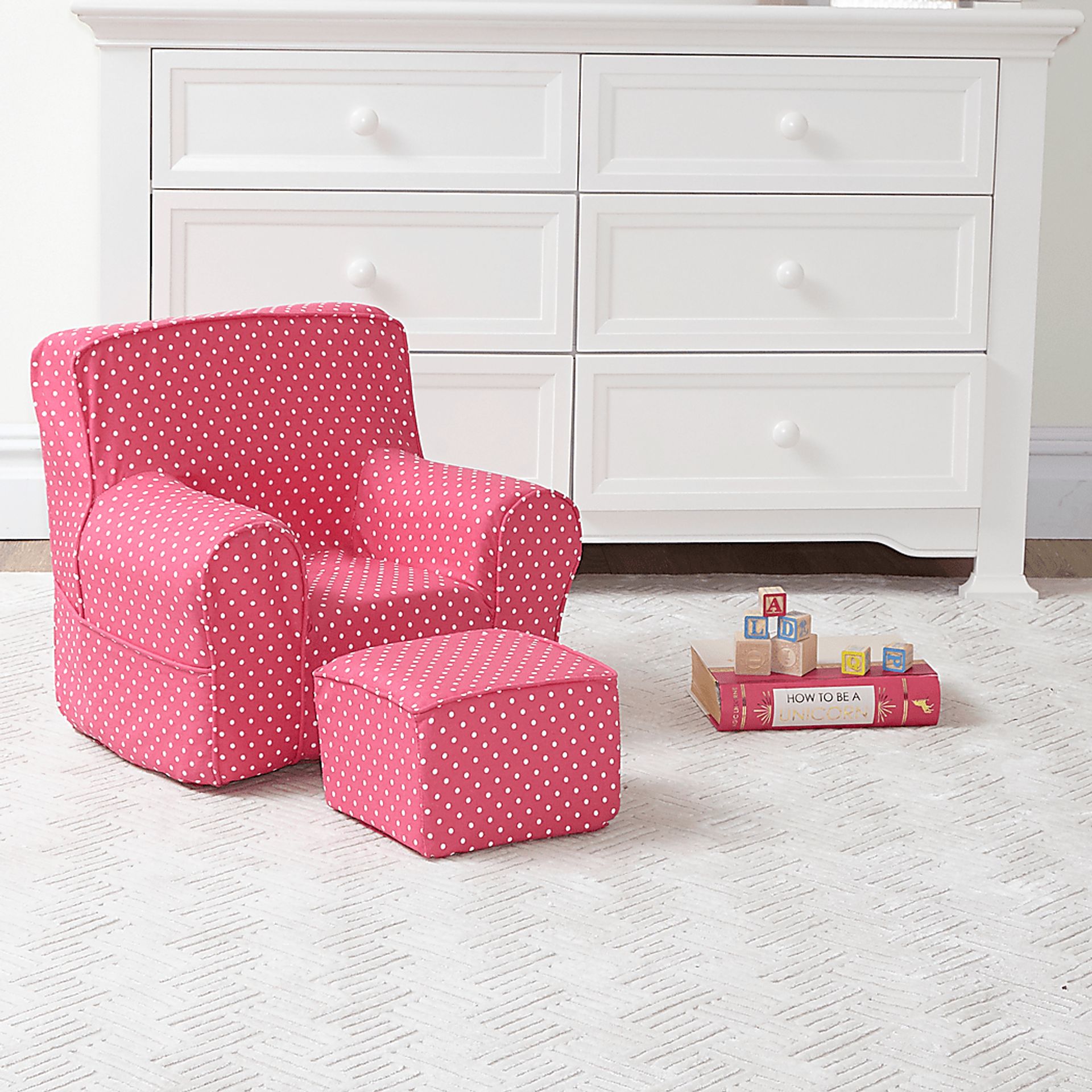 Kids Karlotta Pink Chair & Ottoman Set - Image 2