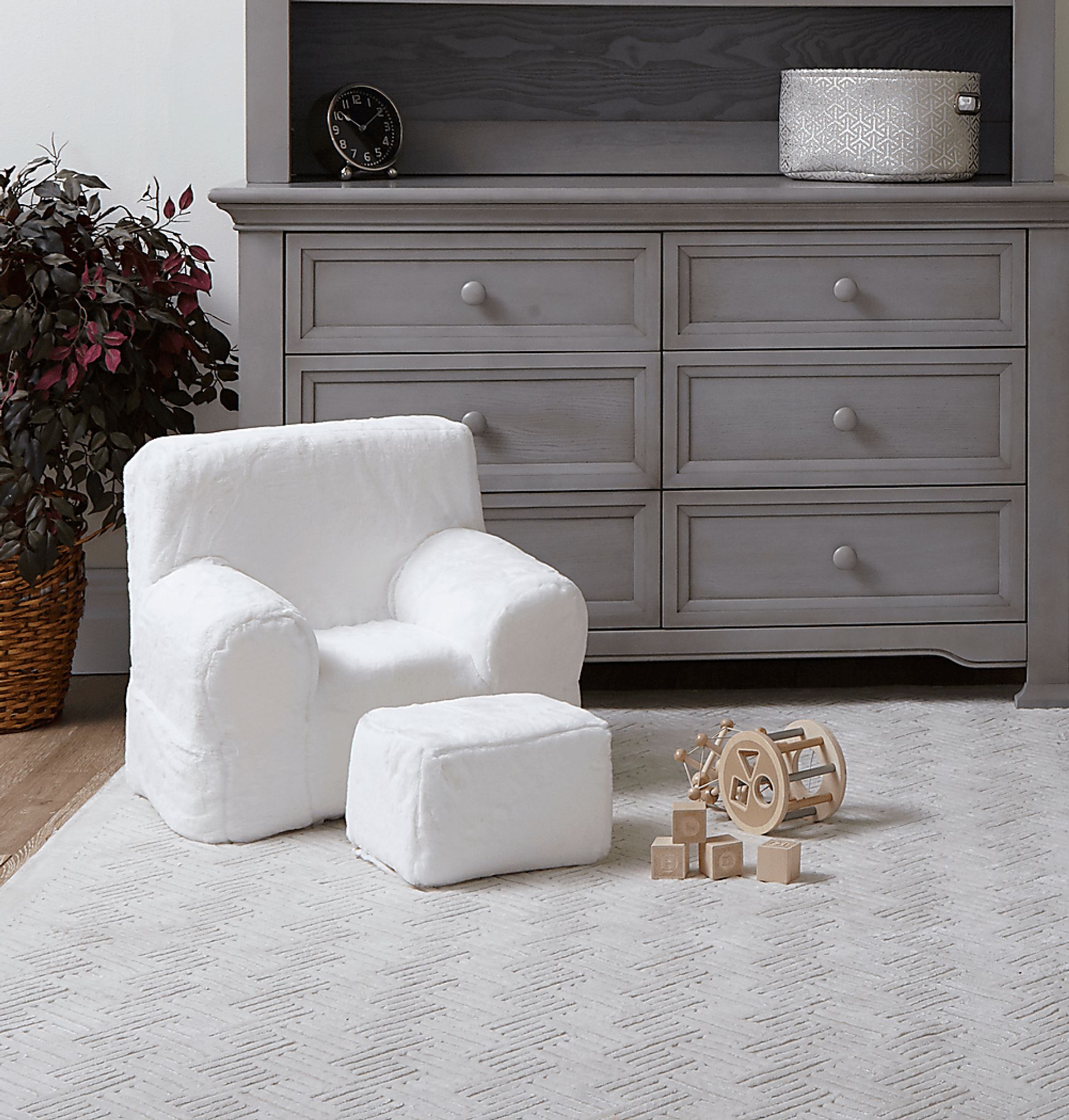 Kids Karlotta White Chair & Ottoman Set - Image 2