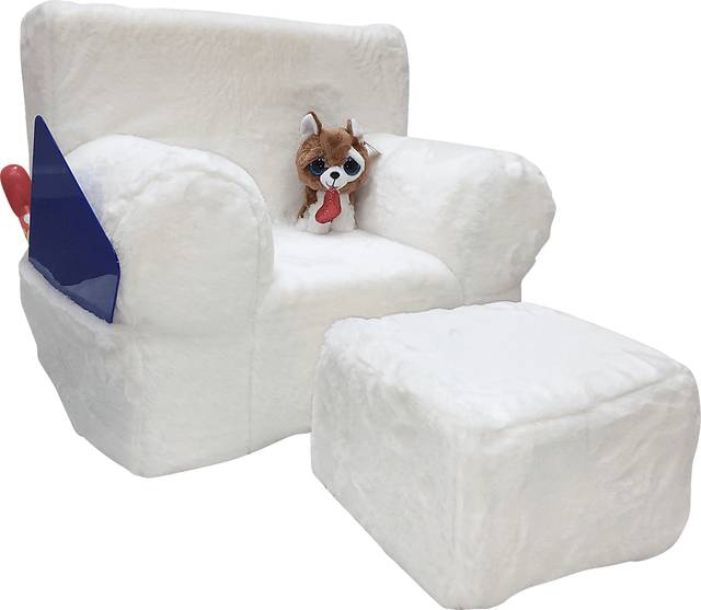 Kids Karlotta White Chair & Ottoman Set - Thumbnail - Image 3