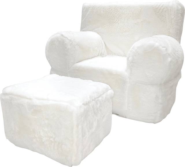 Kids Karlotta White Chair & Ottoman Set - Thumbnail - Image 1