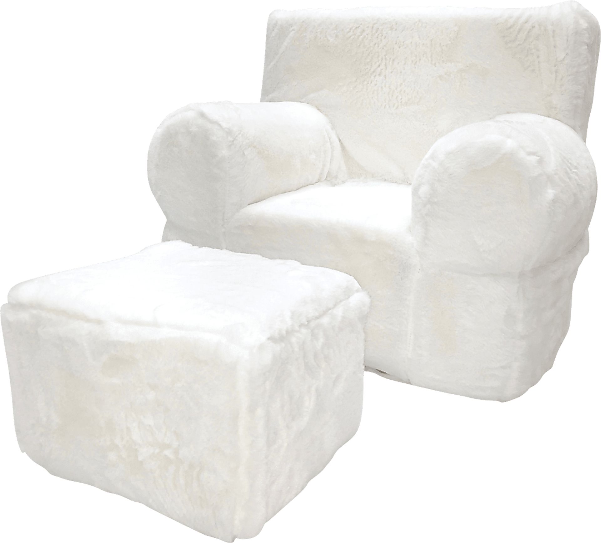 Kids Karlotta White Chair & Ottoman Set - Image 1