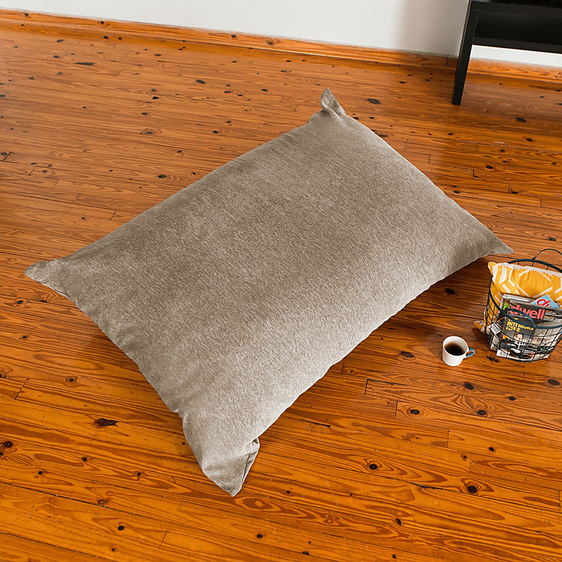 Kids Kimmy Beige Large Bean Bag Chair and Floor Pillow - Image 3