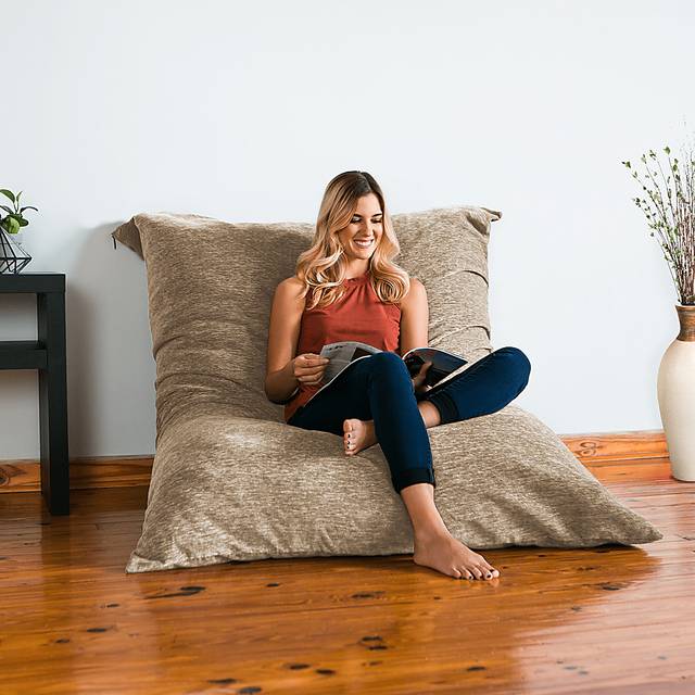 Kids Kimmy Beige Large Bean Bag Chair and Floor Pillow - Thumbnail - Image 4