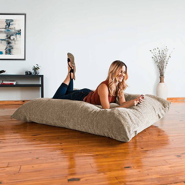 Kids Kimmy Beige Large Bean Bag Chair and Floor Pillow - Thumbnail - Image 5