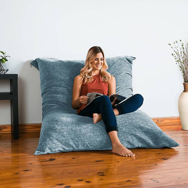 Kids Kimmy Blue Large Bean Bag Chair and Floor Pillow - Thumbnail - Image 3