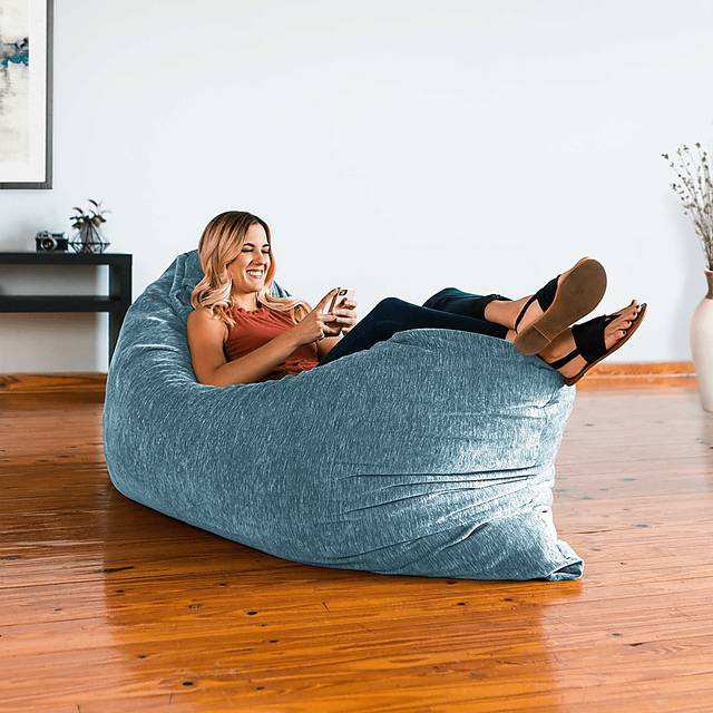 Kids Kimmy Blue Large Bean Bag Chair and Floor Pillow - Thumbnail - Image 5