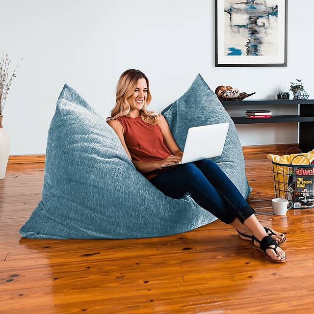 Kids Kimmy Blue Large Bean Bag Chair and Floor Pillow - Thumbnail - Image 6