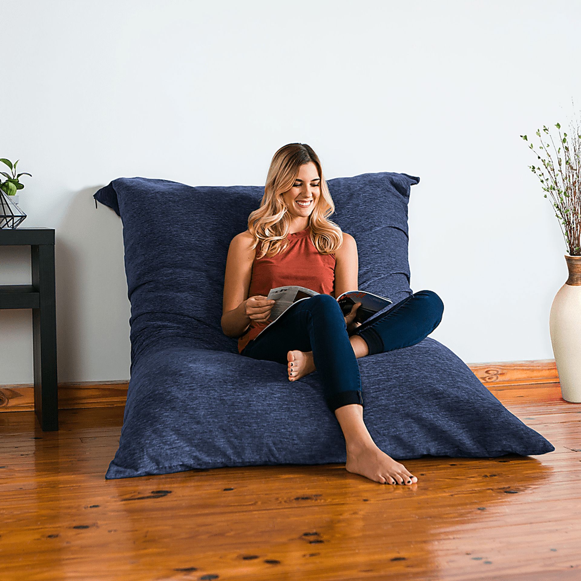 Kids Kimmy Navy Large Bean Bag Chair and Floor Pillow - Image 4