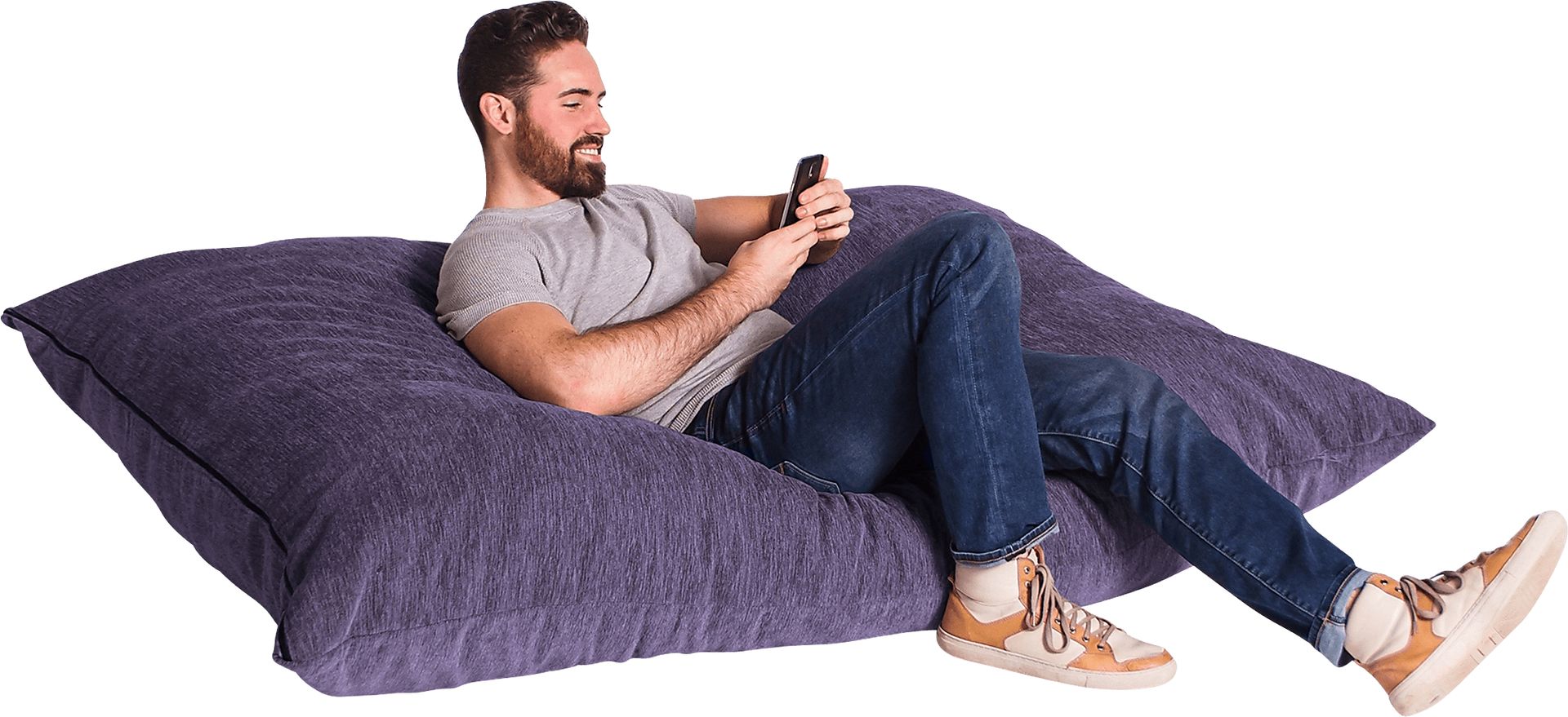 Kids Kimmy Purple Large Bean Bag Chair and Floor Pillow - Image 2