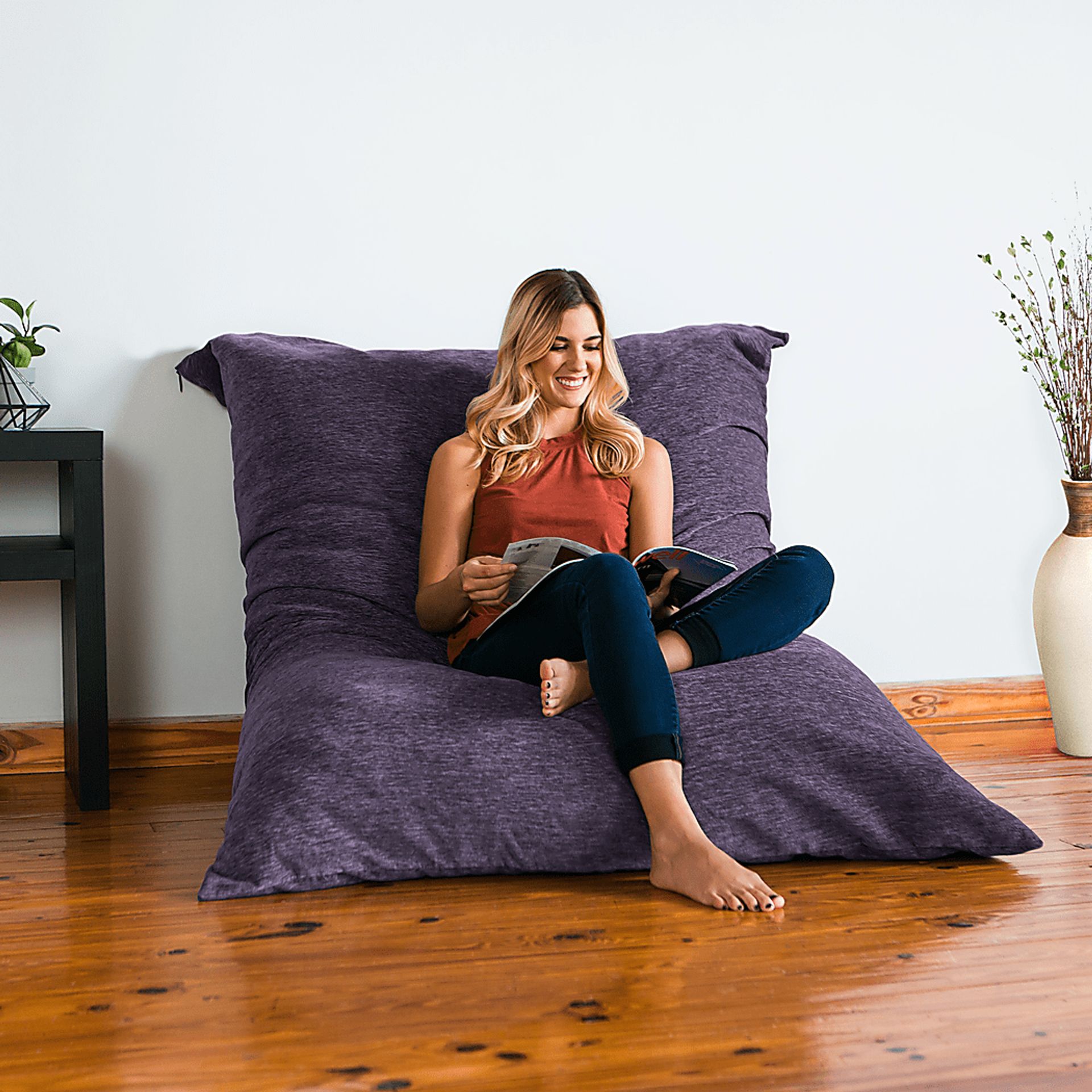 Kids Kimmy Purple Large Bean Bag Chair and Floor Pillow - Image 4
