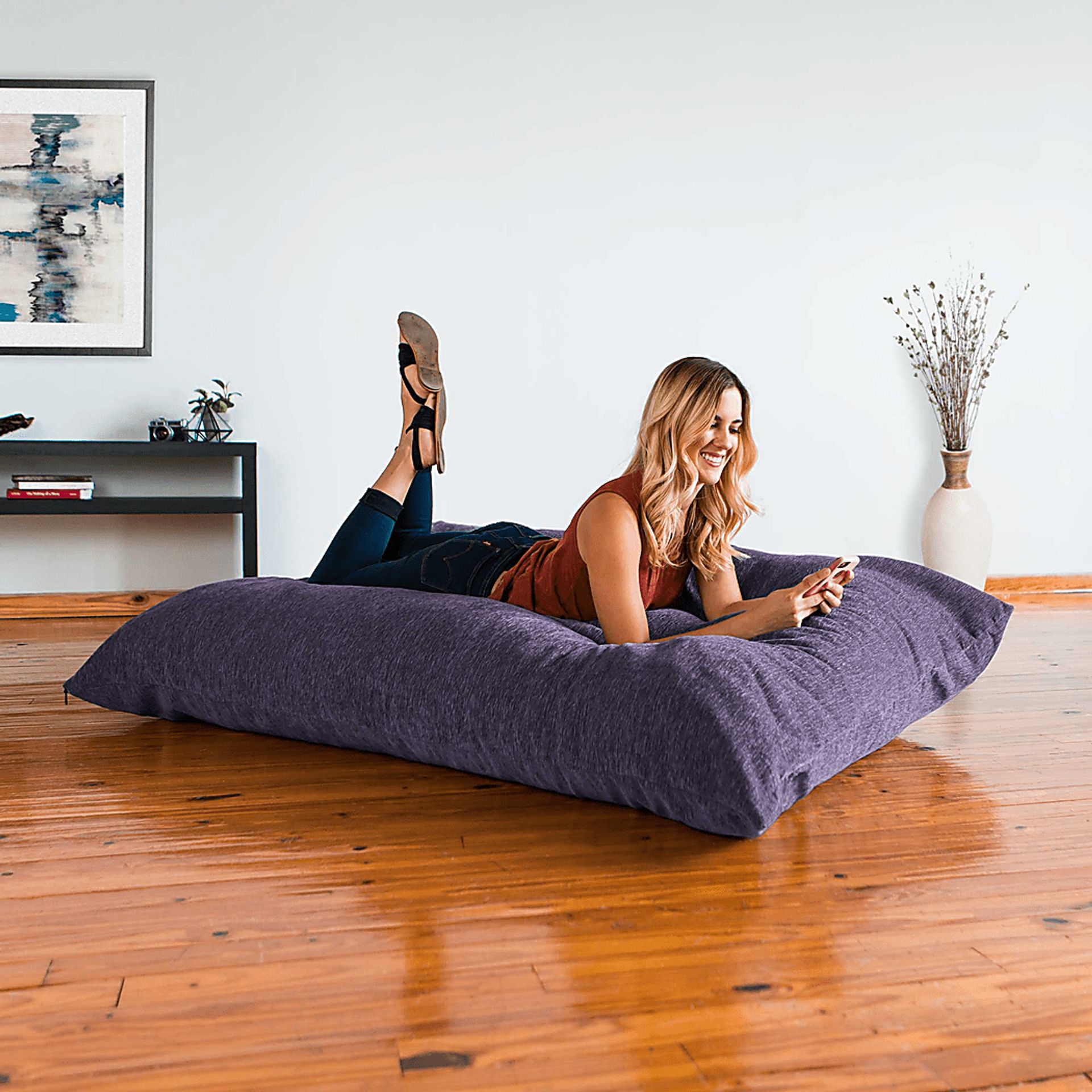 Kids Kimmy Purple Large Bean Bag Chair and Floor Pillow - Image 5