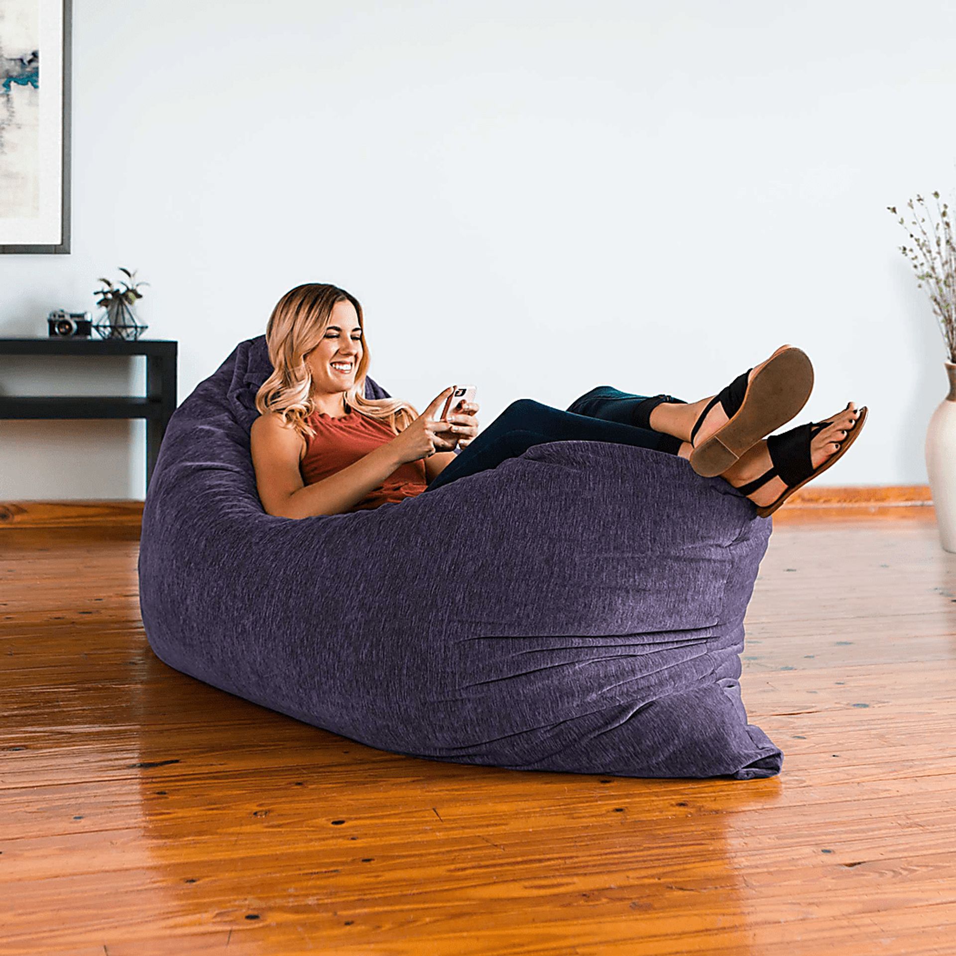 Kids Kimmy Purple Large Bean Bag Chair and Floor Pillow - Image 6