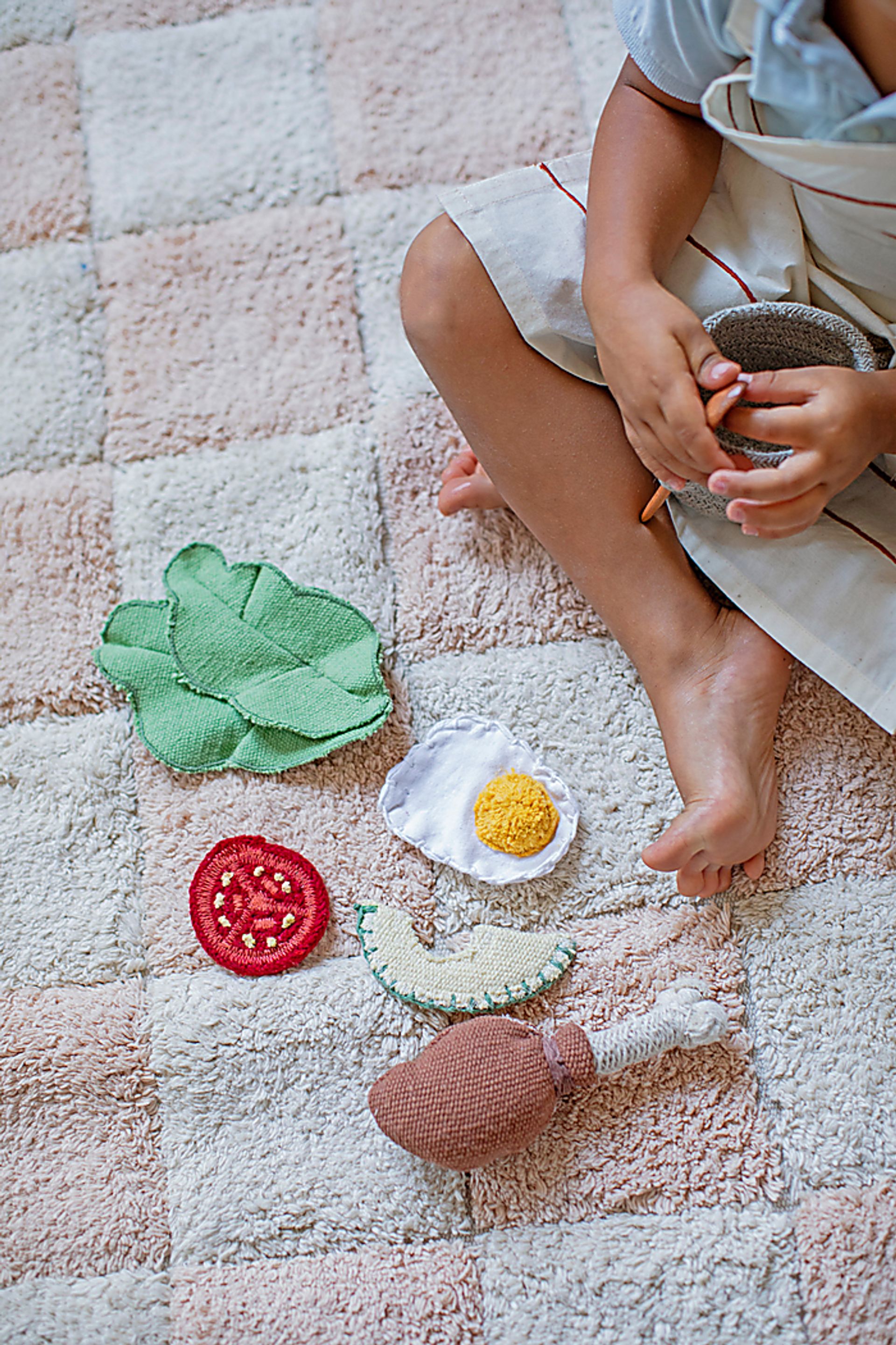 Kids Kitchen Tiles Natural/Rose 4' x 5'3 Machine Washable Rug - Image 2