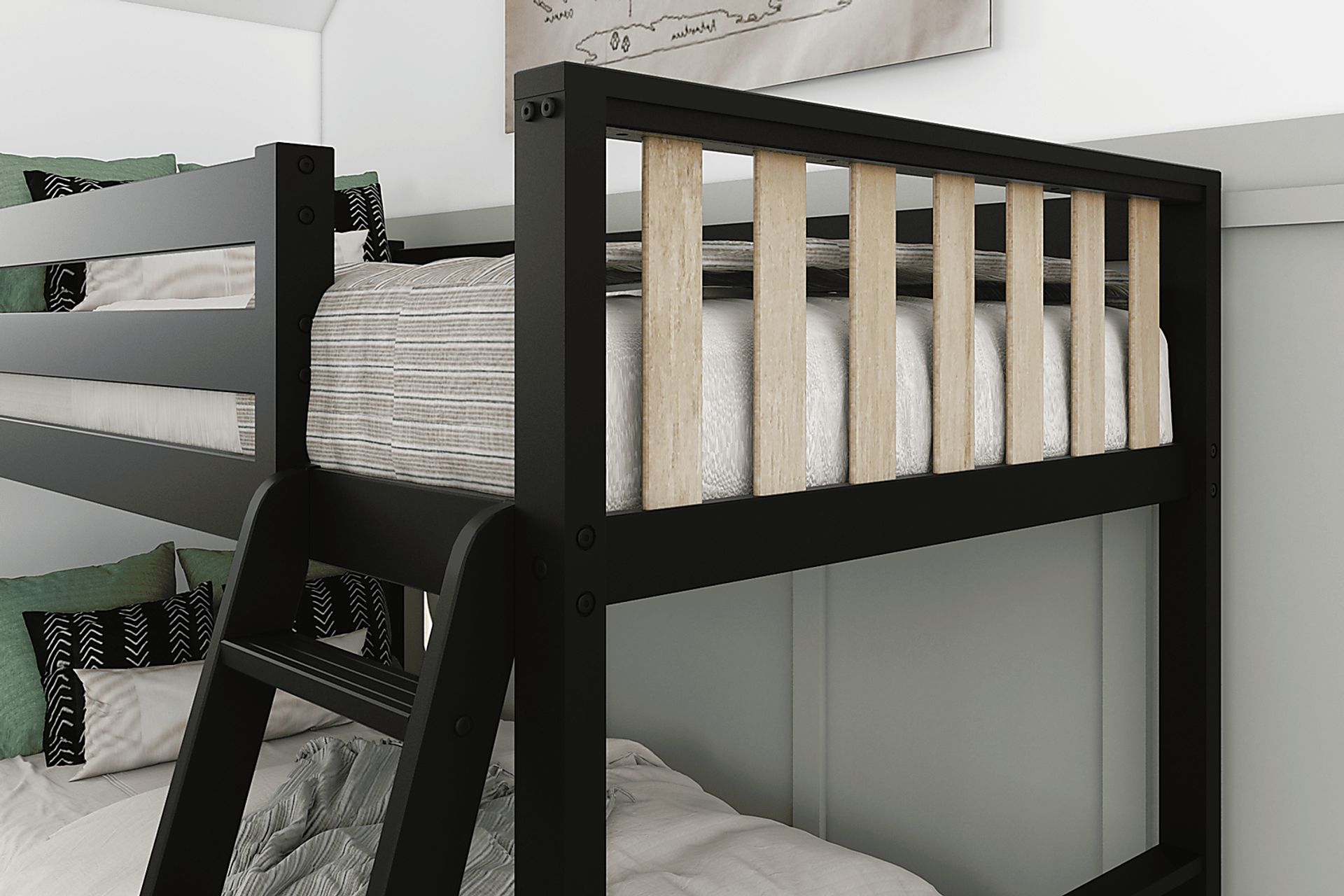 Kids Klaudie I Black Natural Twin/Twin Bunk Bed - Image 6
