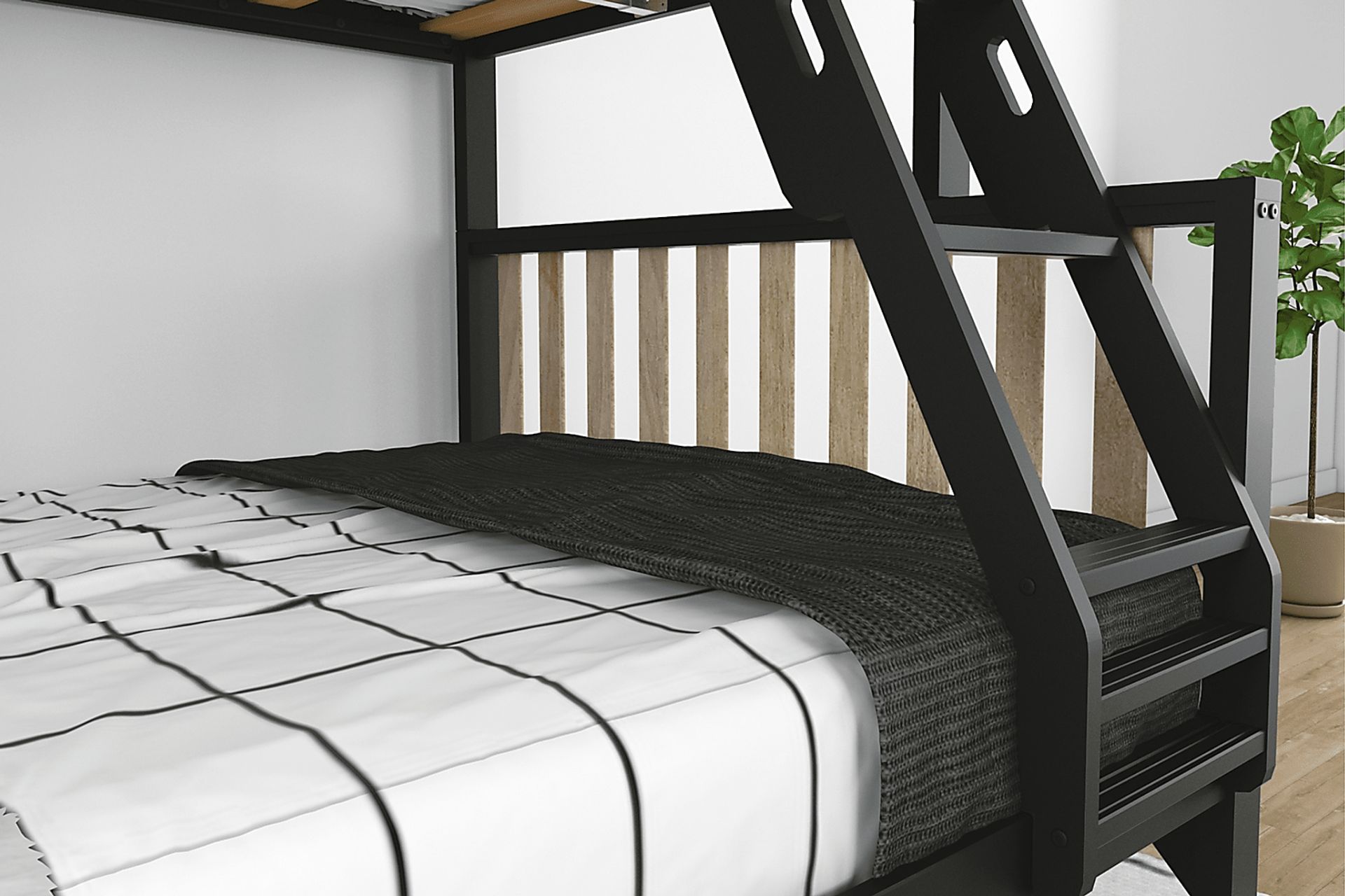 Kids Klaudie II Black Natural Twin/Full Bunk Bed - Image 6