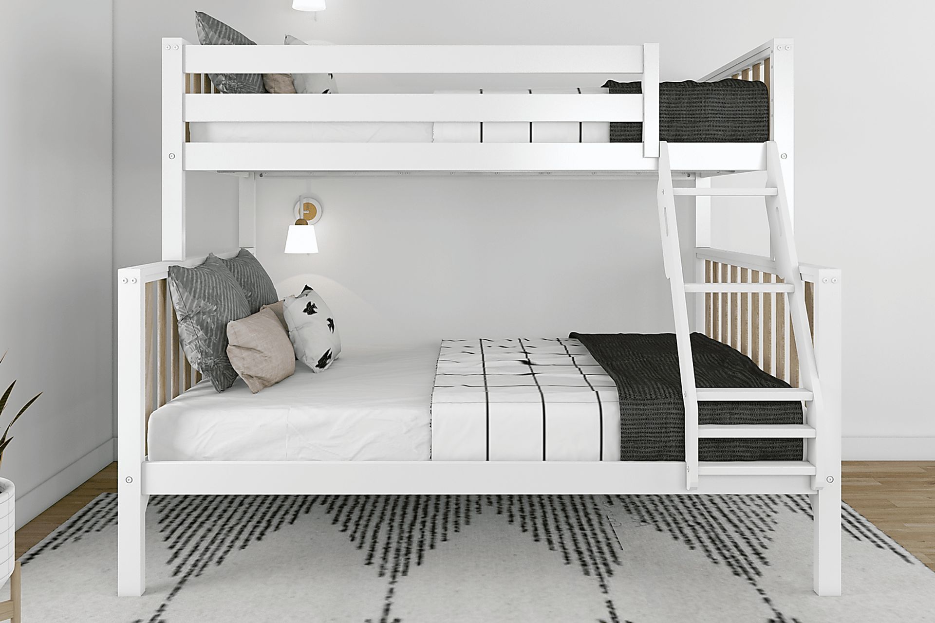 Kids Klaudie II White Twin/Full Natural Bunk Bed - Image 3