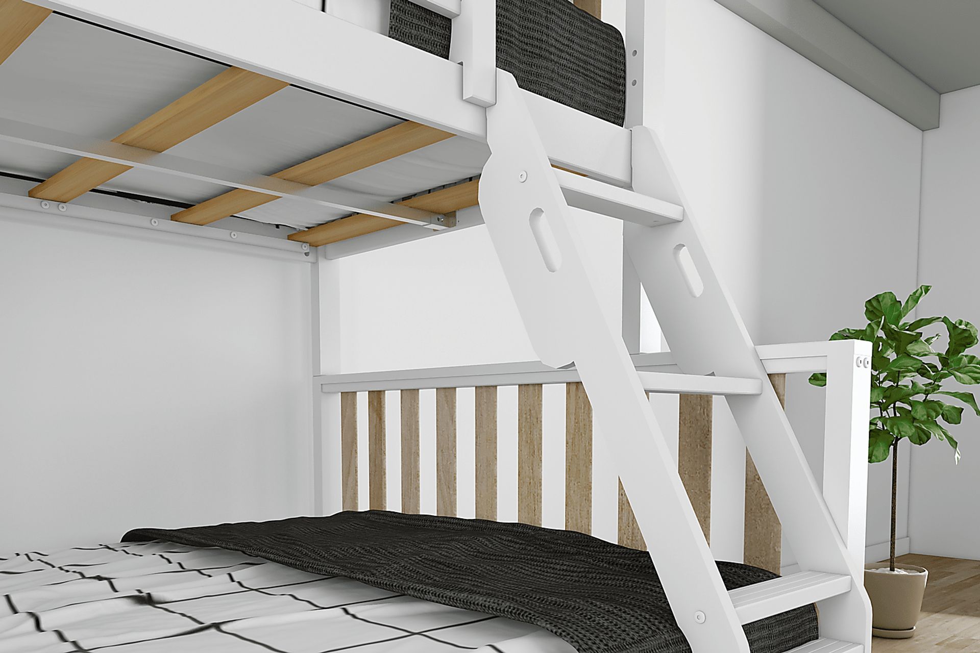Kids Klaudie II White Twin/Full Natural Bunk Bed - Image 5