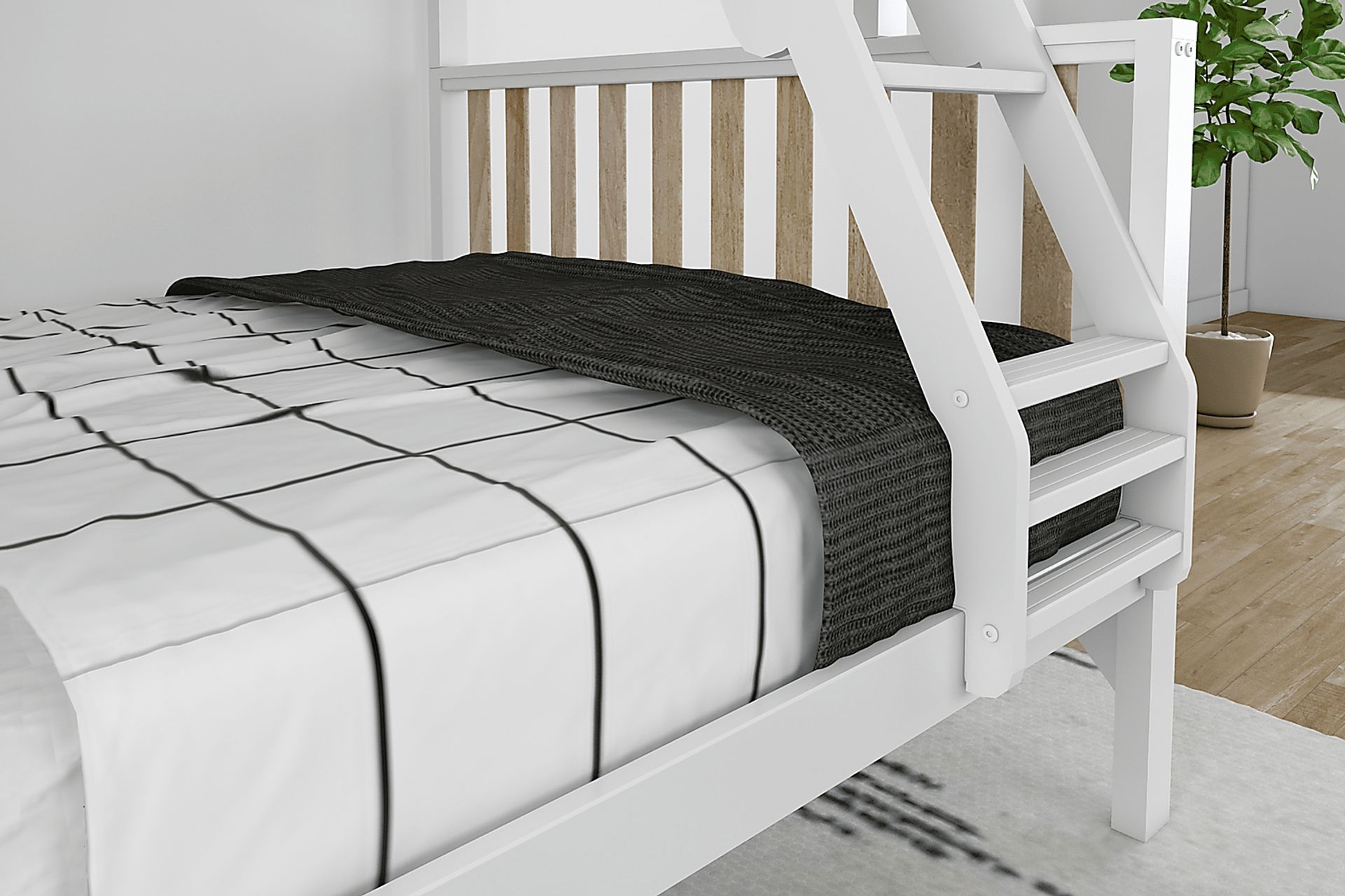 Kids Klaudie II White Twin/Full Natural Bunk Bed - Image 6