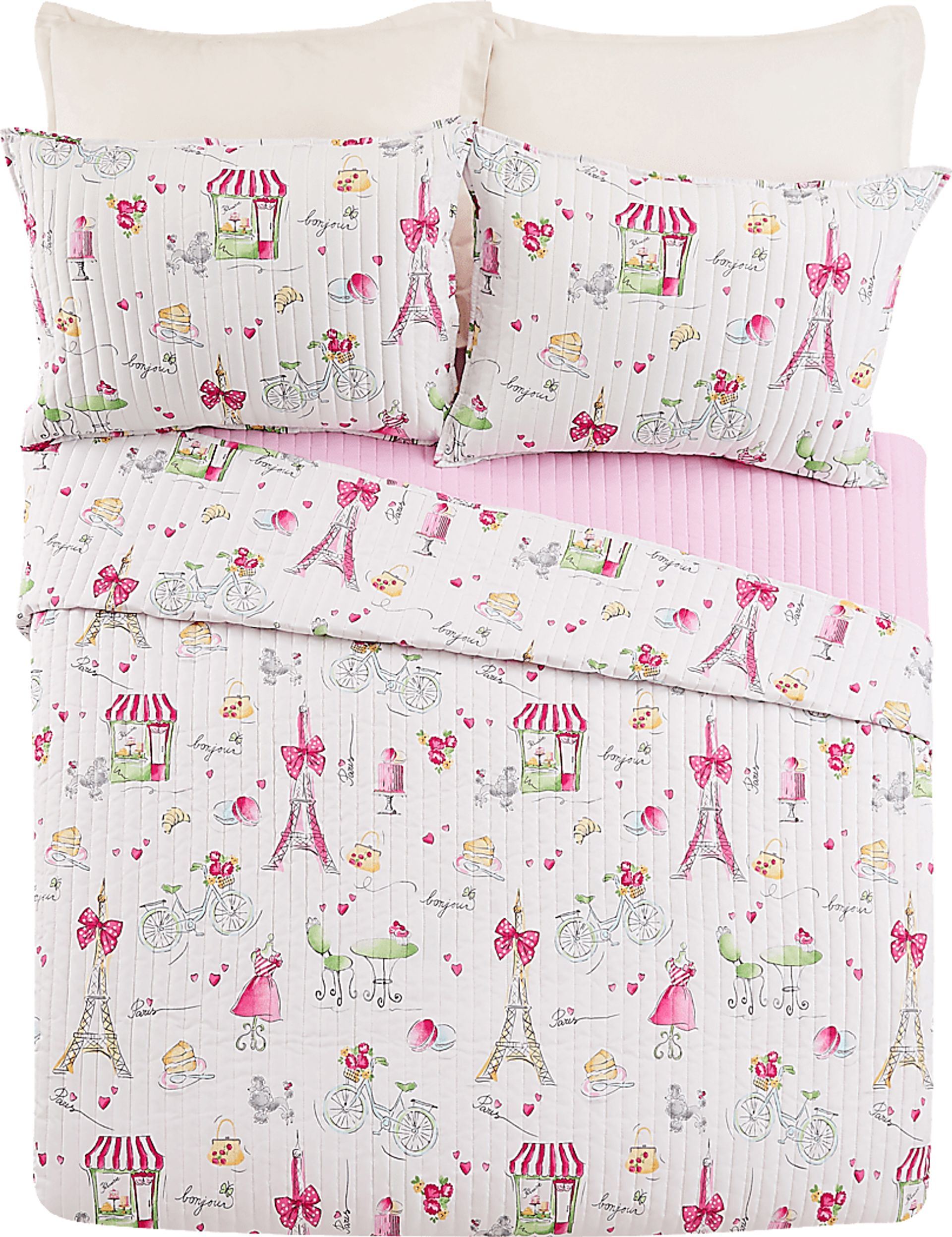 Kids La Parie Pink Twin Quilt Set - Image 2