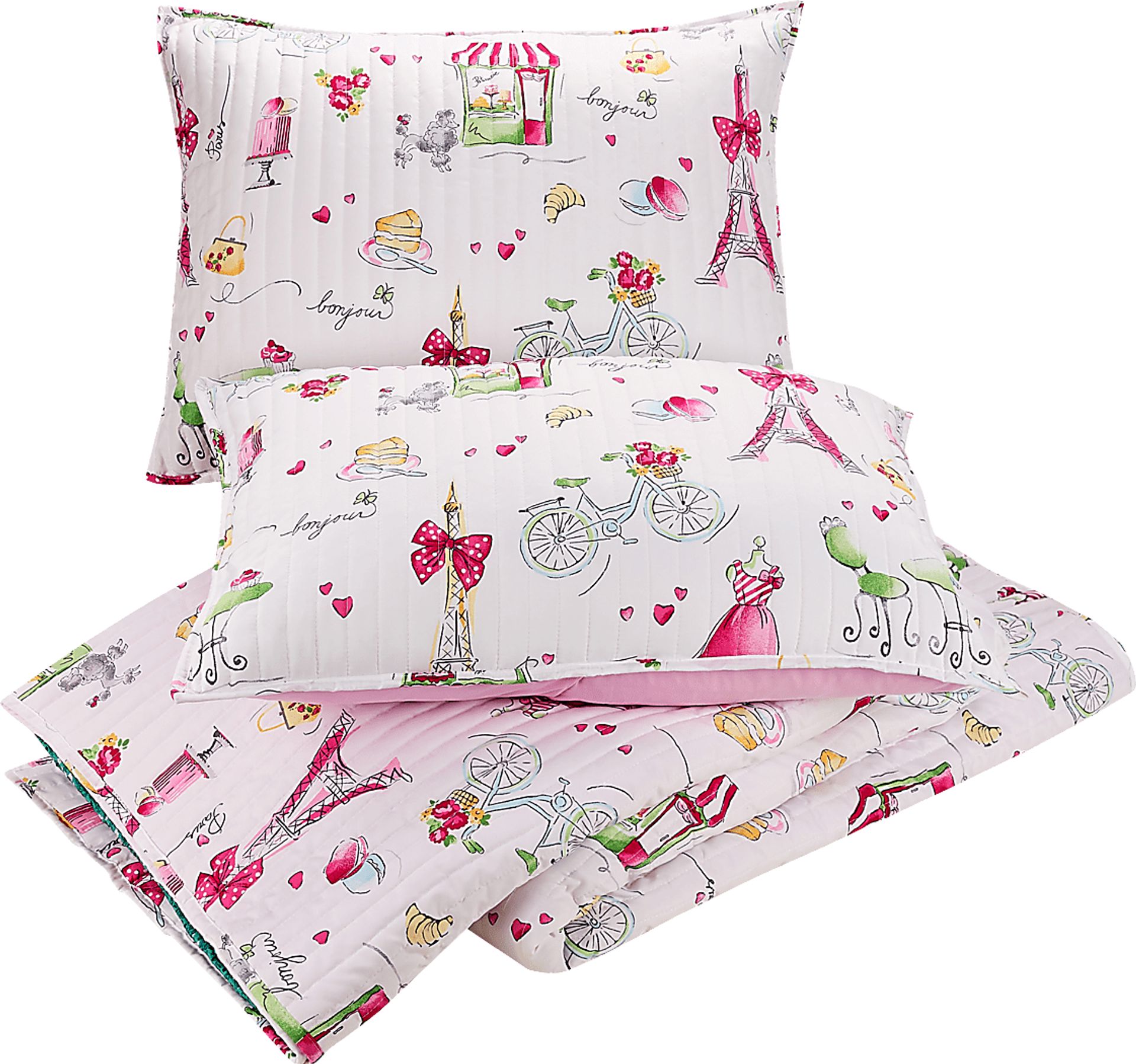 Kids La Parie Pink Twin Quilt Set - Image 4