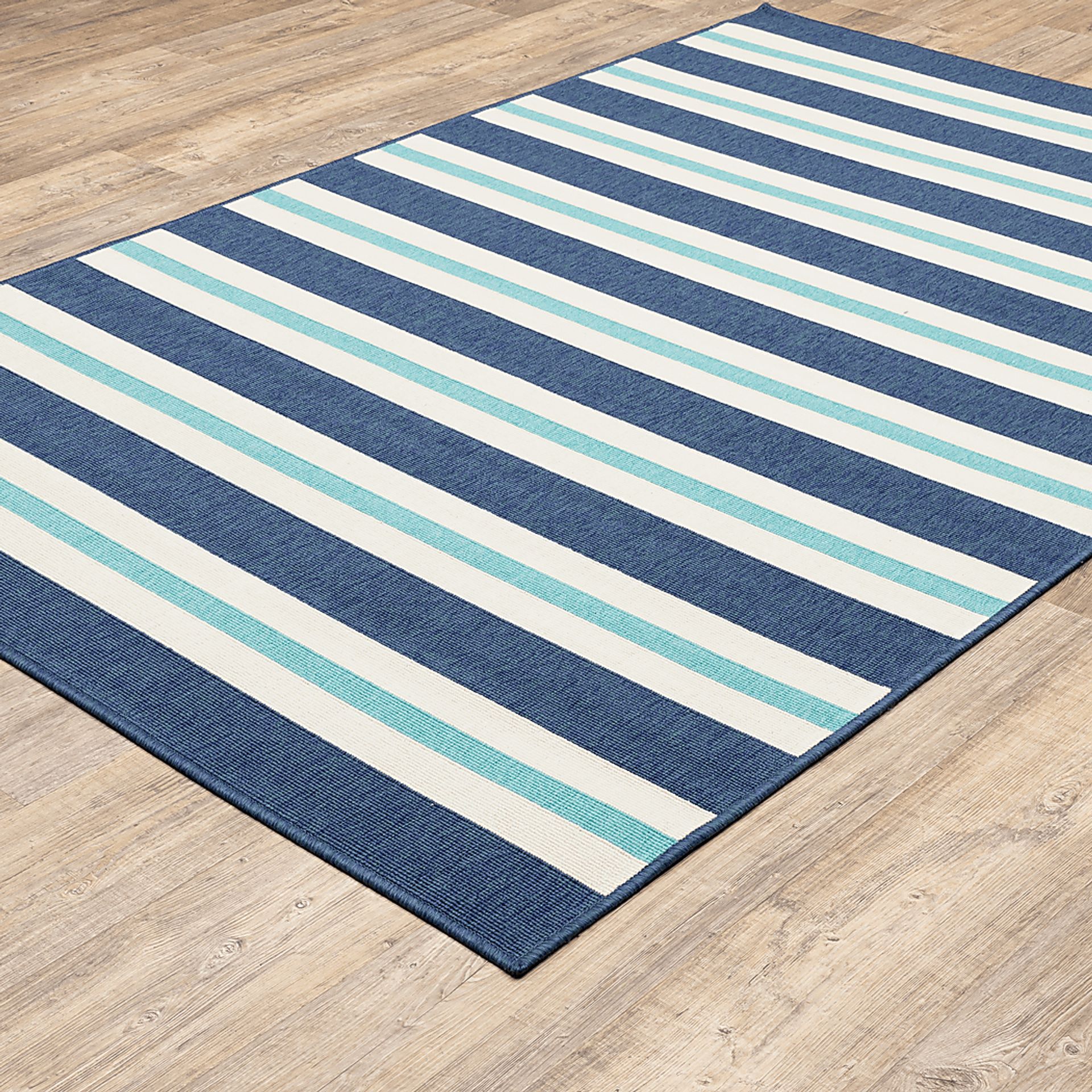 Kids Lagoon Stripe Blue 5'3 x 7'6 Rug - Image 2