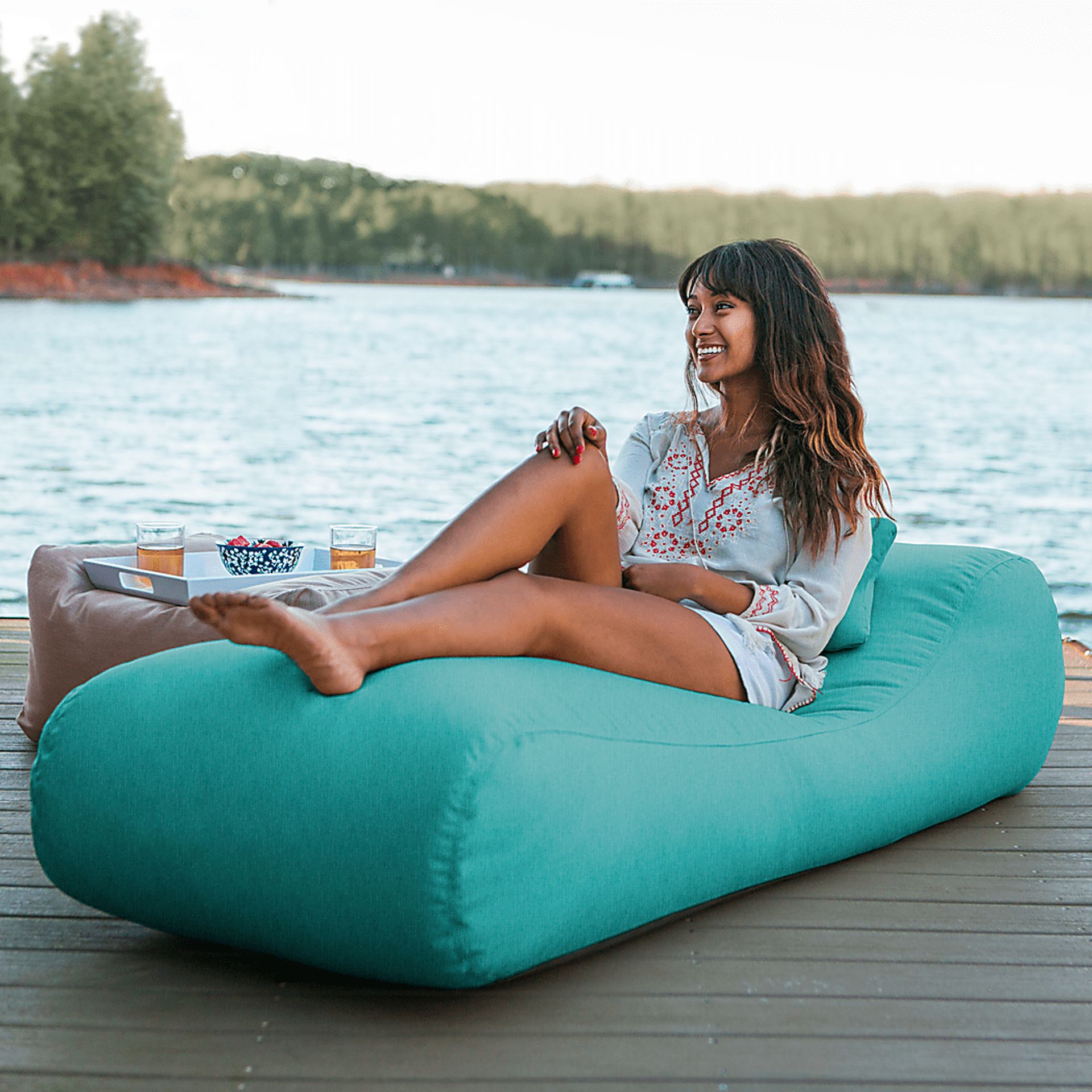 Kids Lax Time Aqua Indoor/Outdoor Bean Bag - Image 4