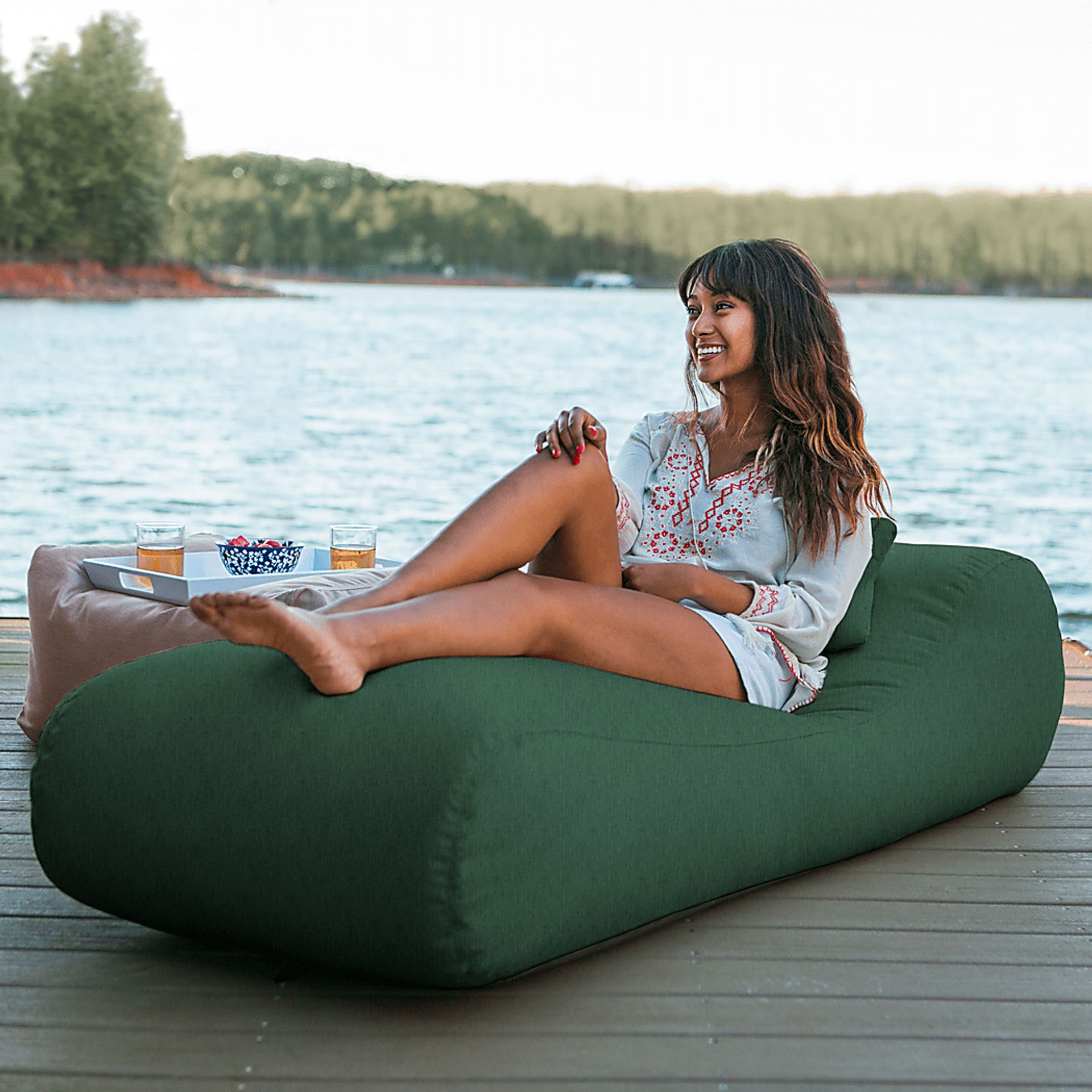 Kids Lax Time Emerald Indoor/Outdoor Bean Bag - Image 4