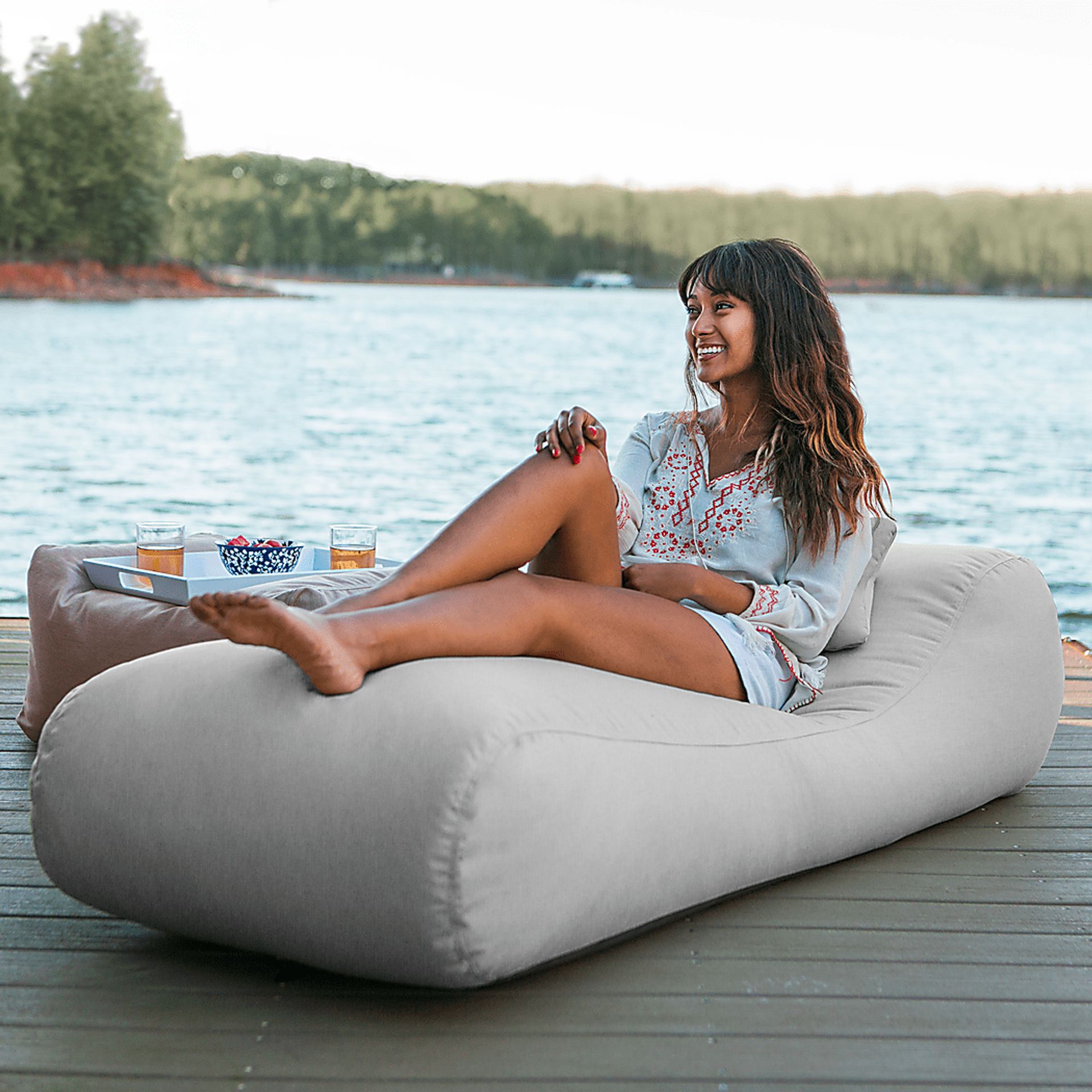 Kids Lax Time Gray Indoor/Outdoor Bean Bag - Image 4