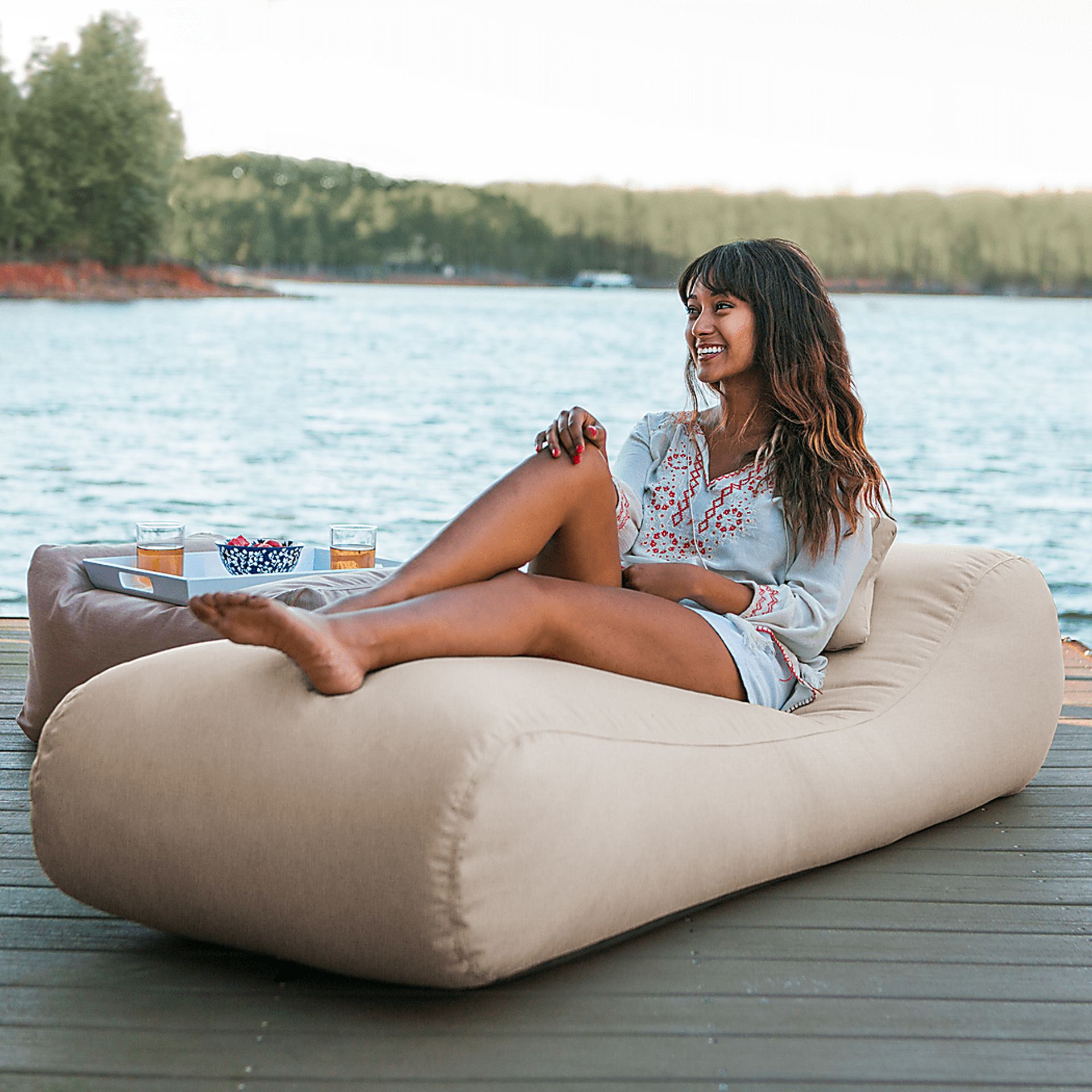 Kids Lax Time Off White Indoor/Outdoor Bean Bag - Image 4