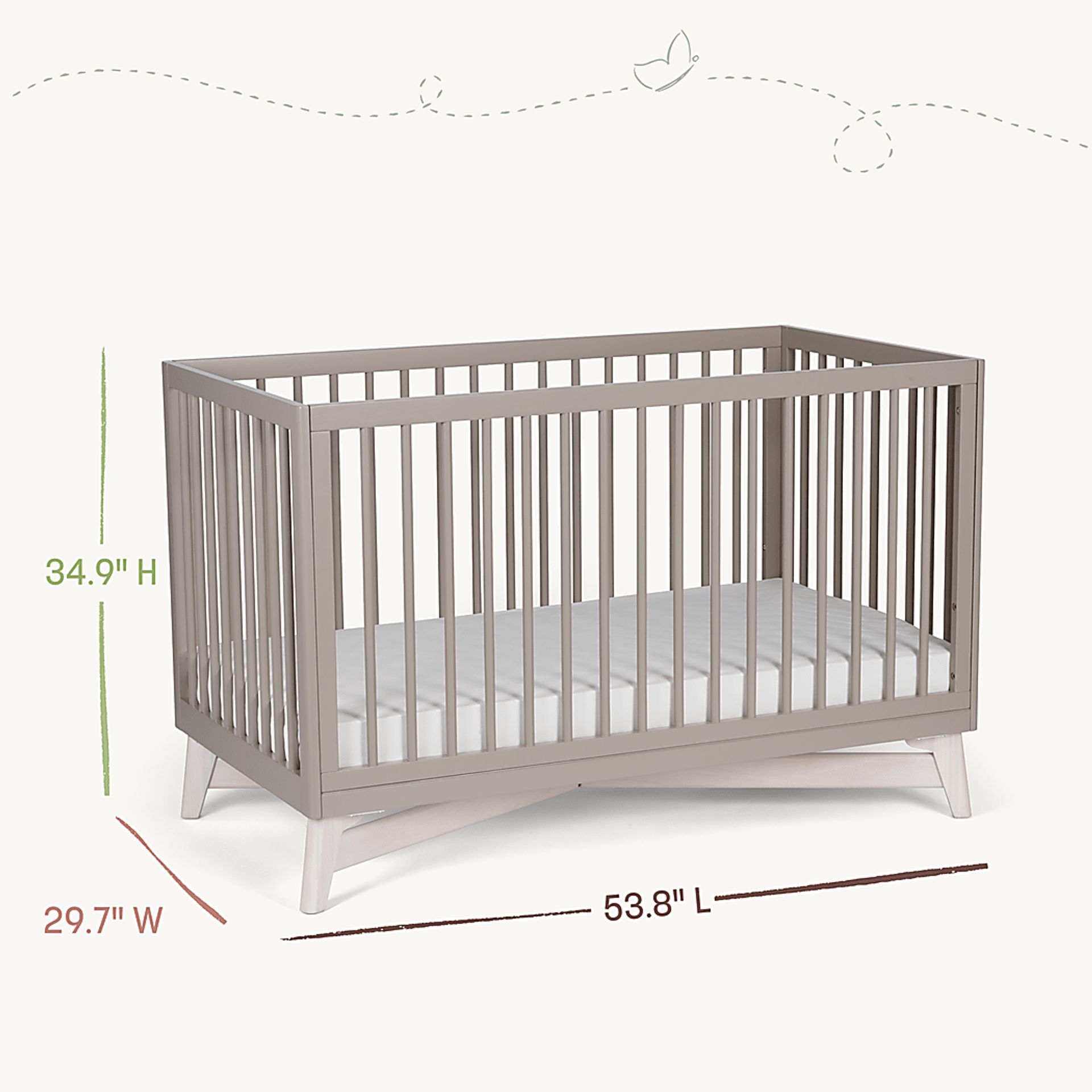 Kids Levia Taupe/Washed Convertible Crib - Image 9