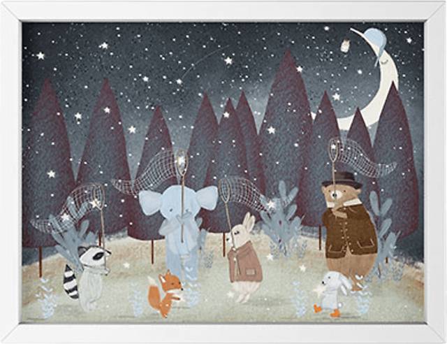 Kids Little Falling Stars Black Mini Framed Artwork - Thumbnail - Image 1