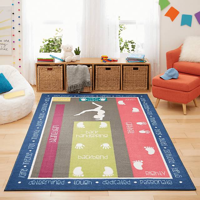 Kids Little Gymnast Gray 5' x 8' Rug - Thumbnail - Image 2