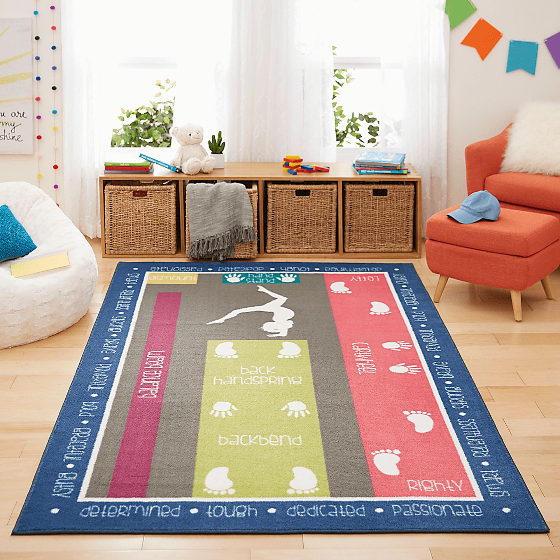 Kids Little Gymnast Gray 5' x 8' Rug - Image 2