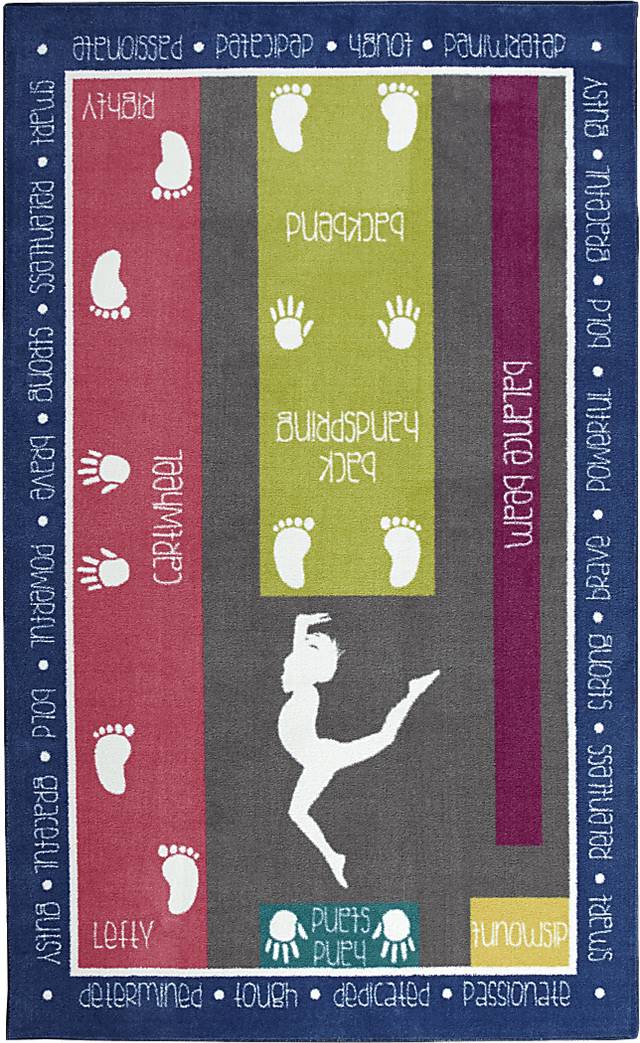 Kids Little Gymnast Gray 5' x 8' Rug - Thumbnail - Image 1