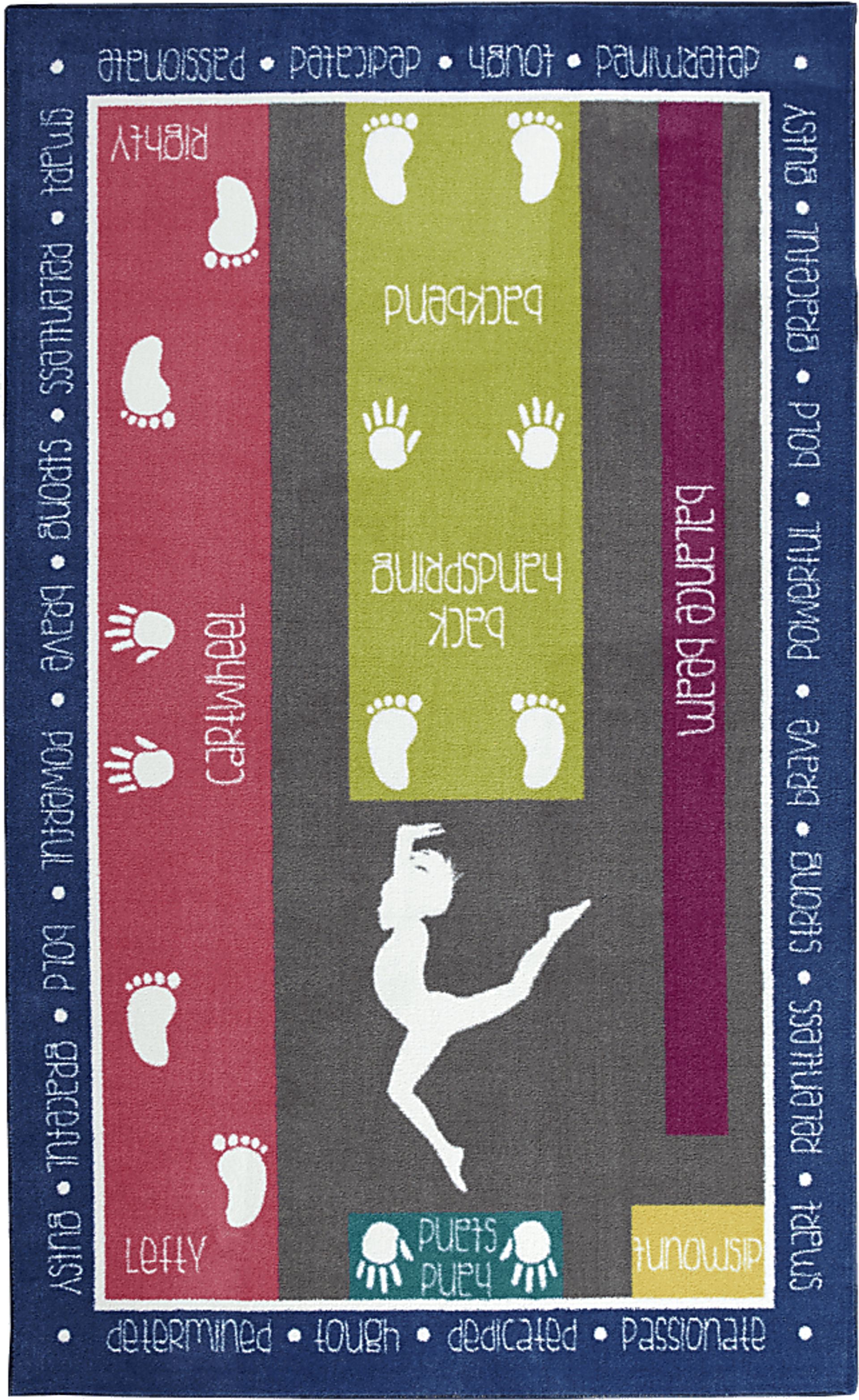 Kids Little Gymnast Gray 5' x 8' Rug - Image 1