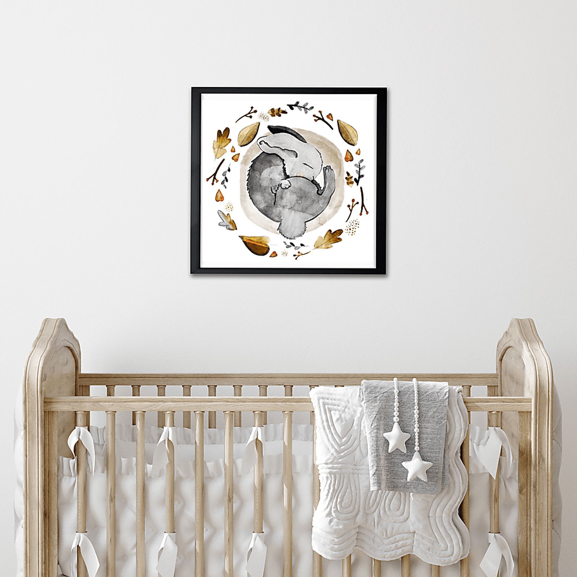 Kids Little Sleepy Bunny Gray Medium Wall Art - Image 3