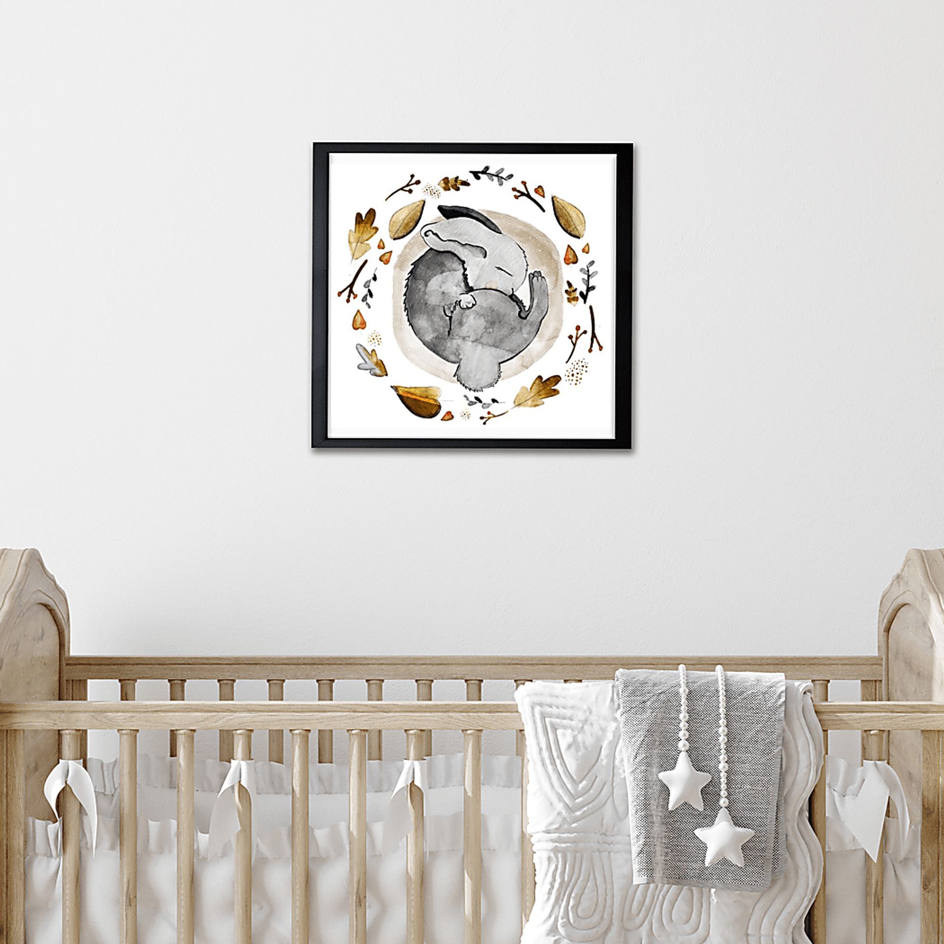 Kids Little Sleepy Bunny Gray Small Wall Art - Image 3