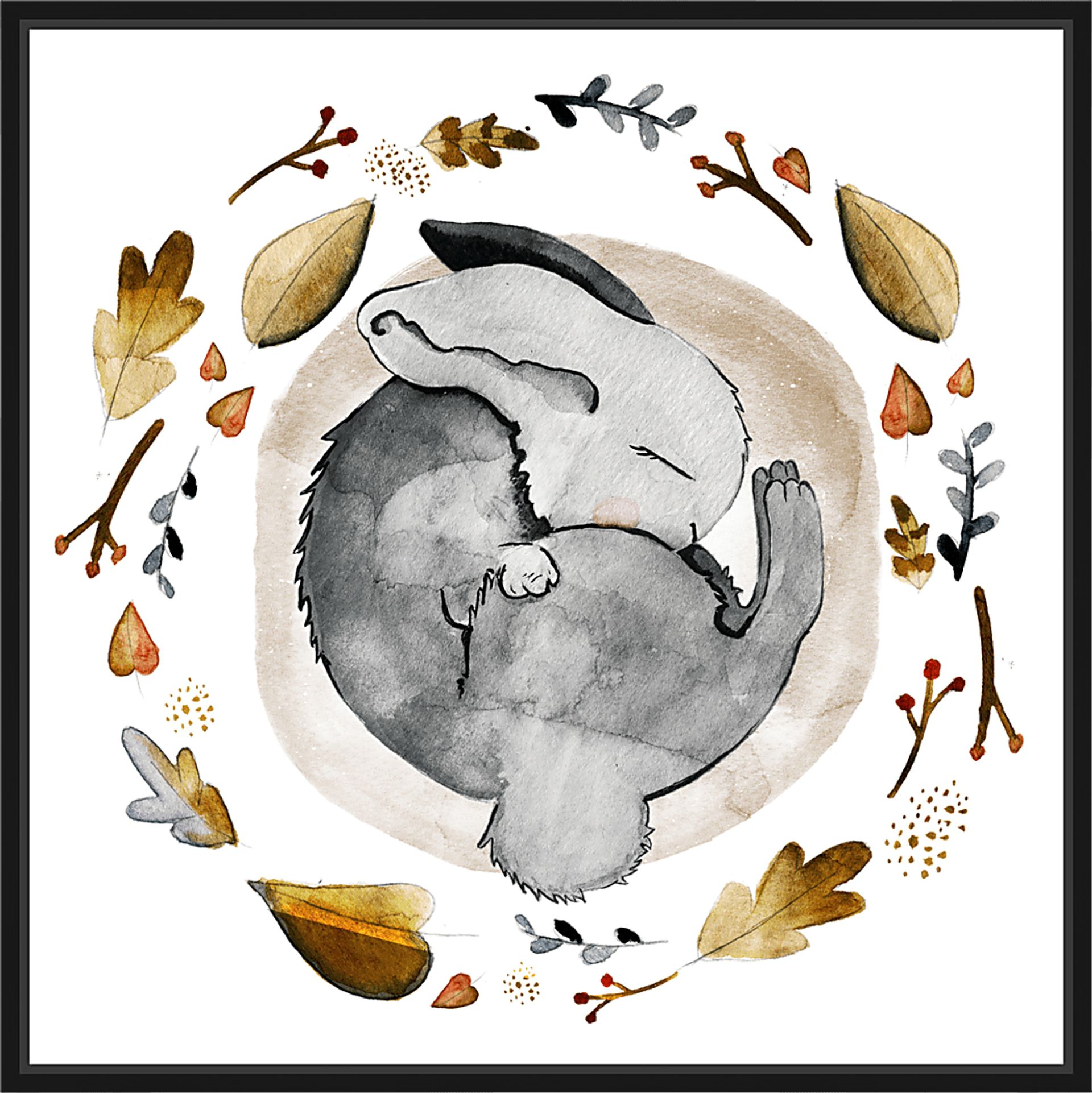 Kids Little Sleepy Bunny Gray Small Wall Art - Image 1